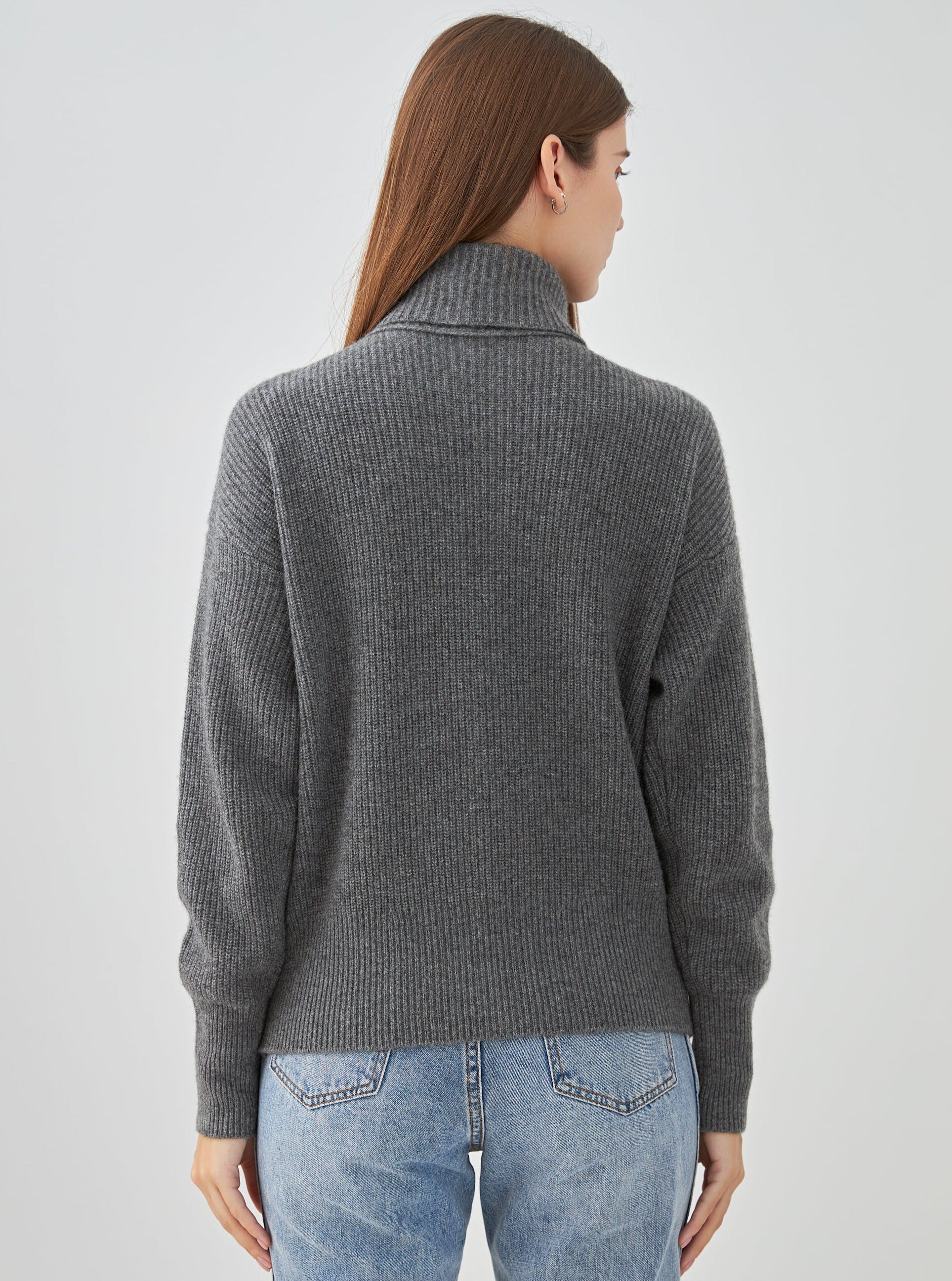 Gilet col montant zippé en cachemire 4 fils