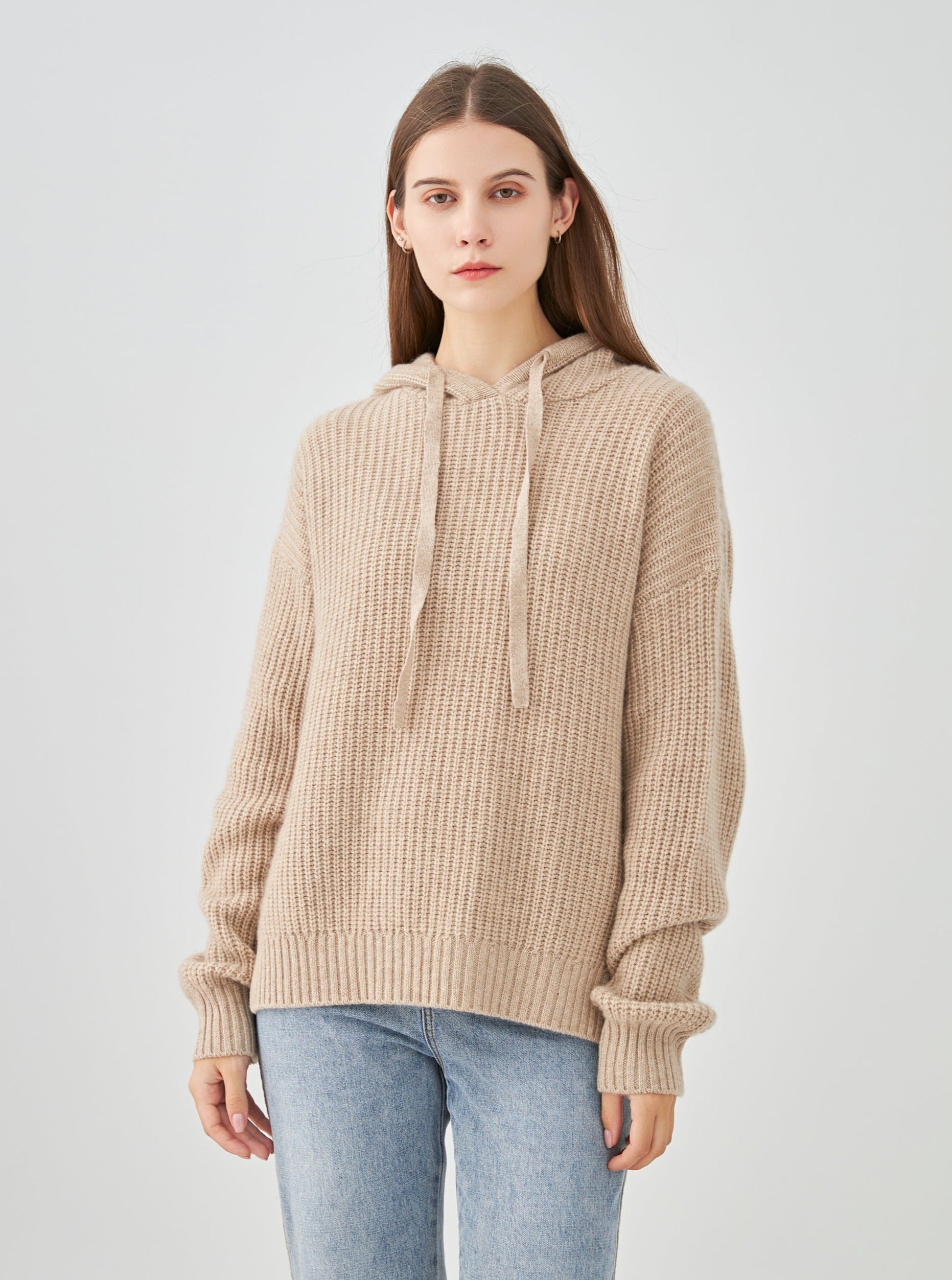 Pull à capuche en cachemire 4 fils