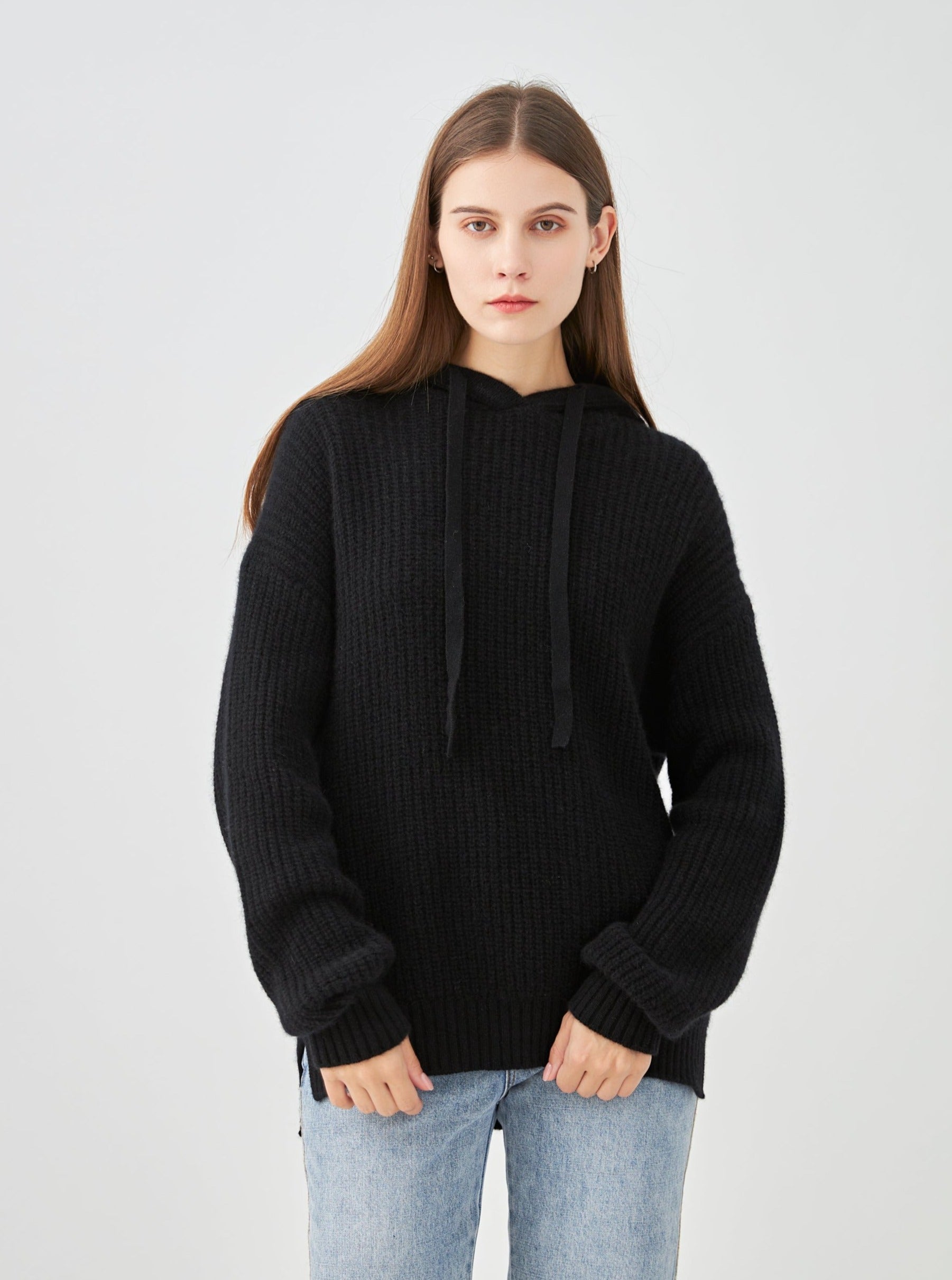 Pull à capuche en cachemire 4 fils