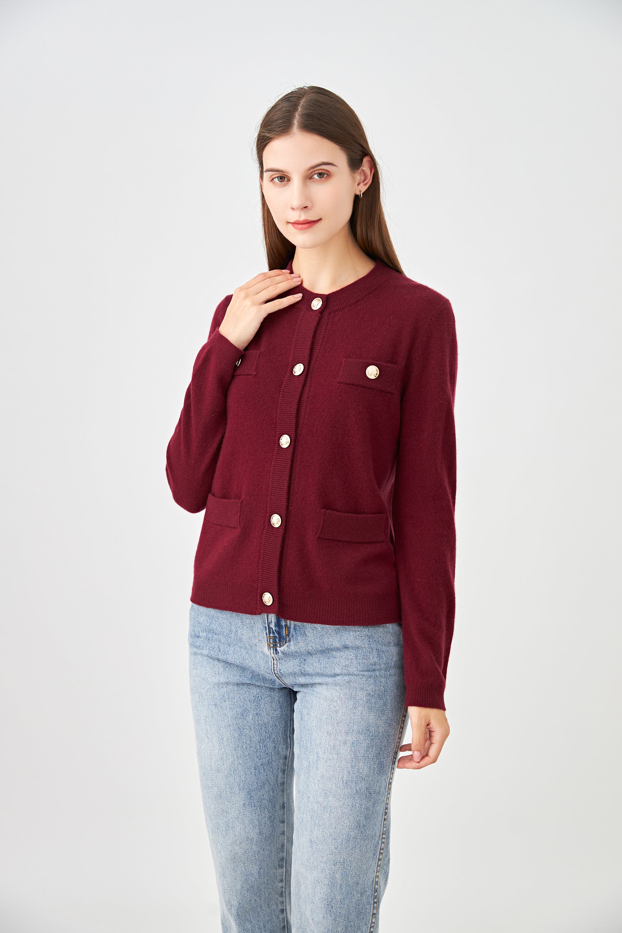 Cardigan boutons dorés en cachemire