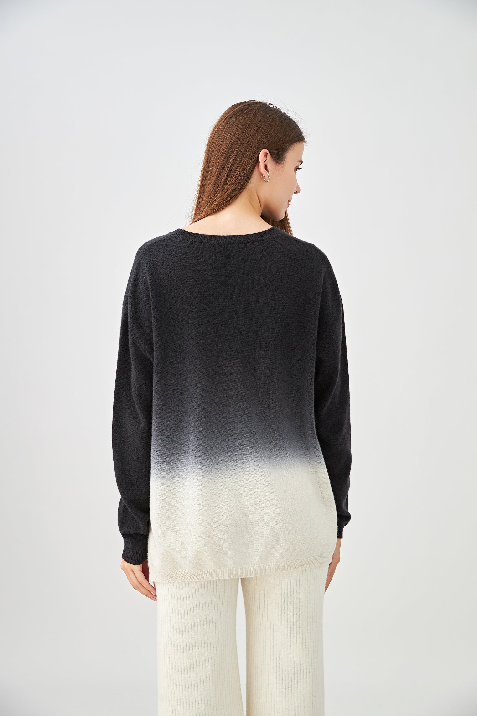 Pull col rond tie and dye en cachemire