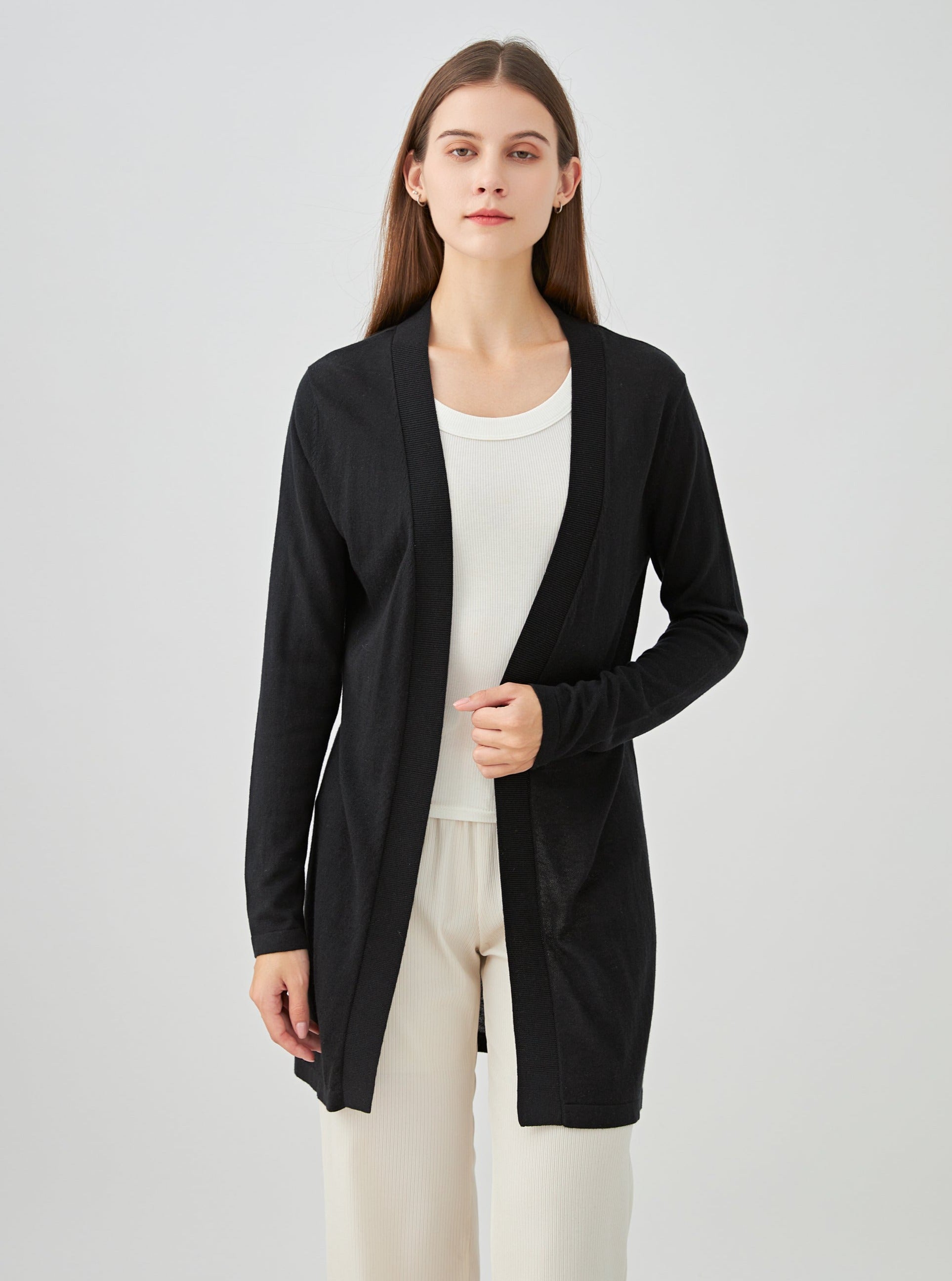 Gilet long en soie cachemire