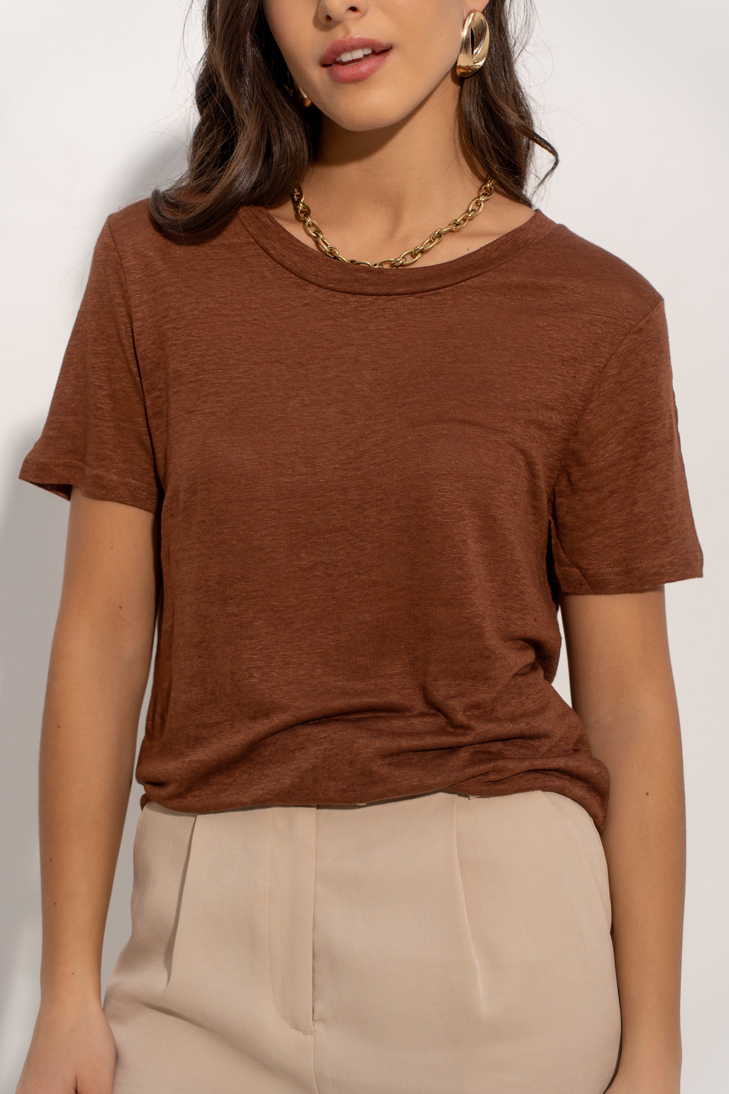 T-shirt col rond en lin