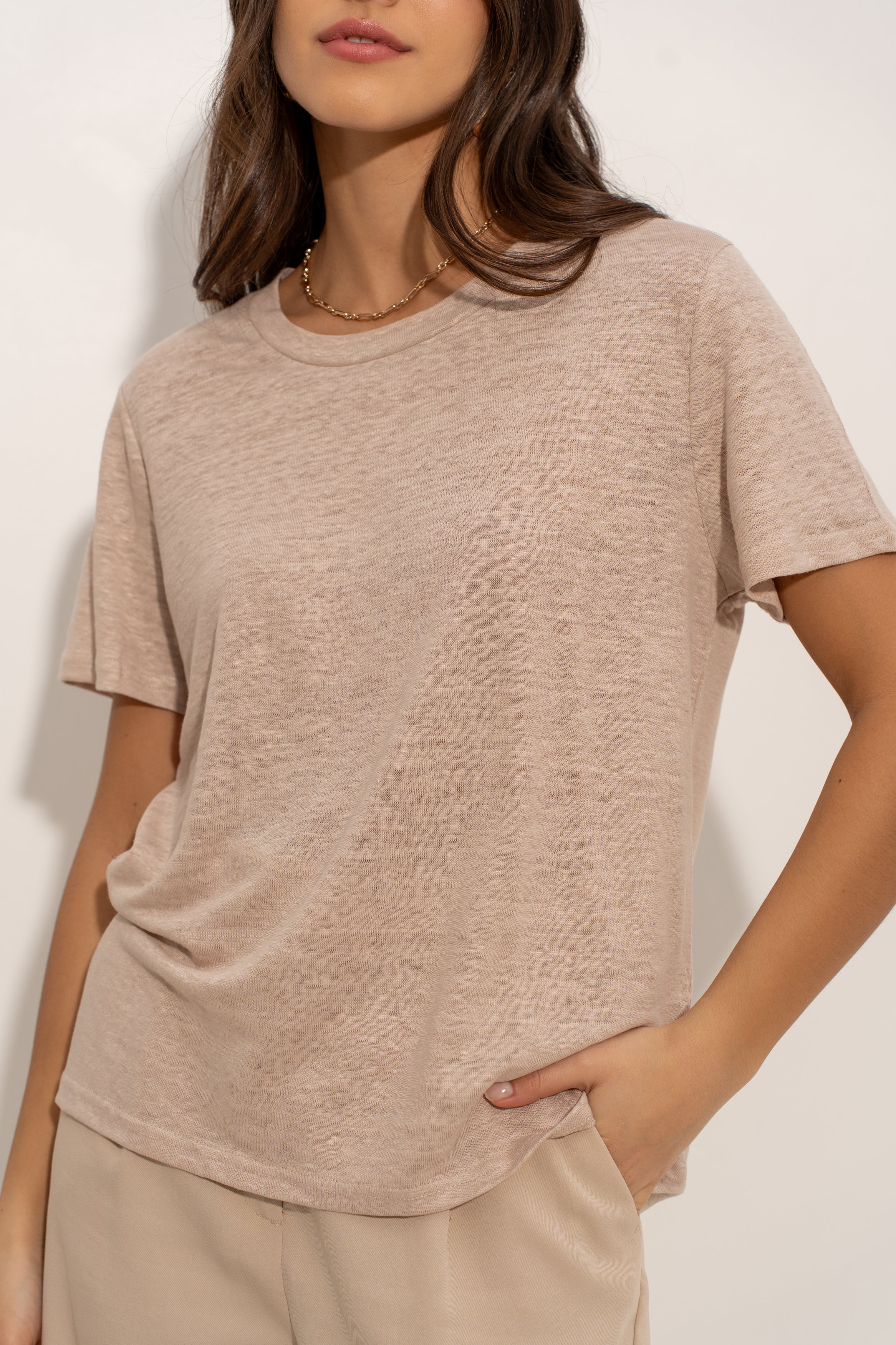 T-shirt col rond en lin