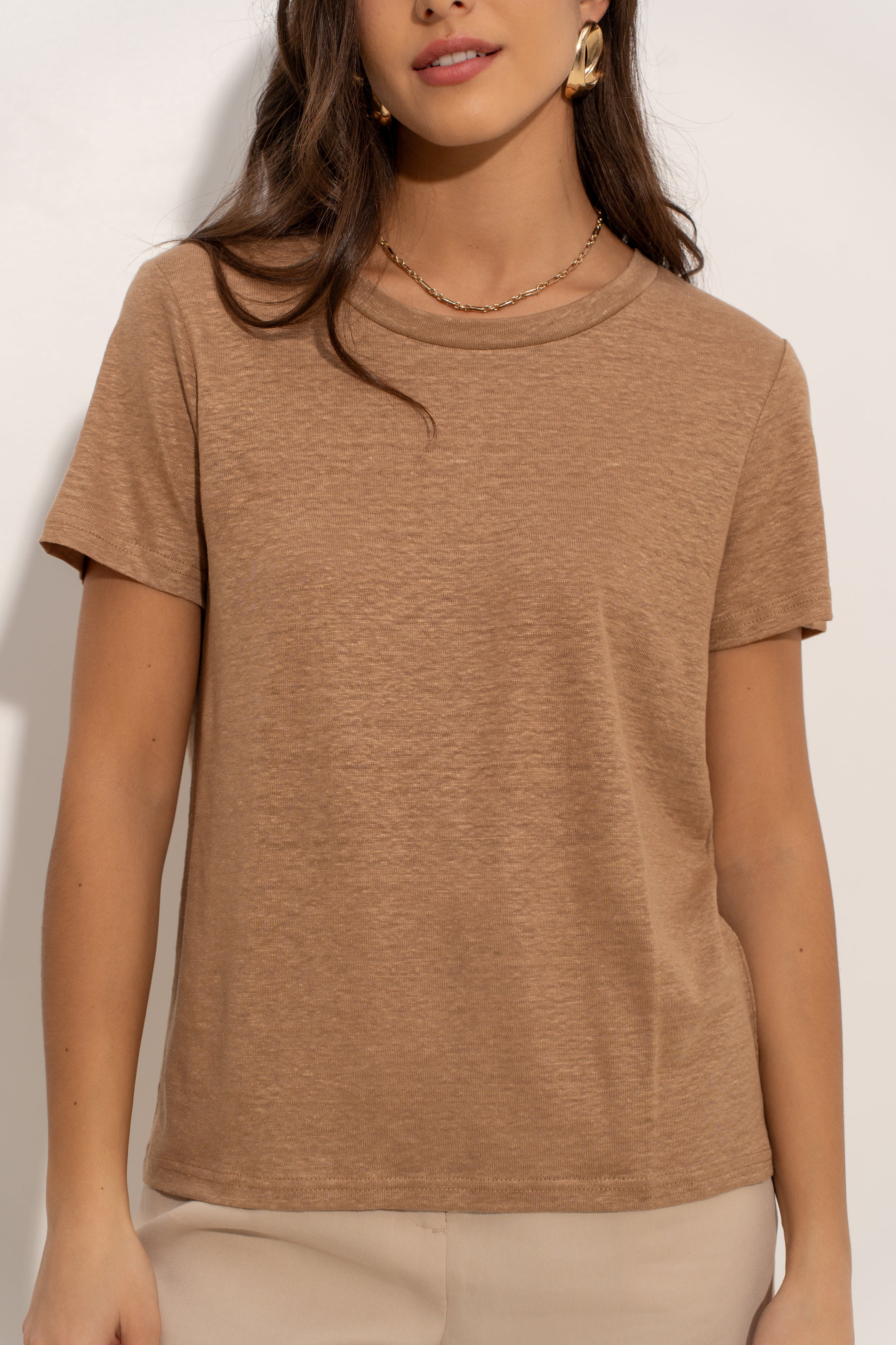 T-shirt col rond en lin