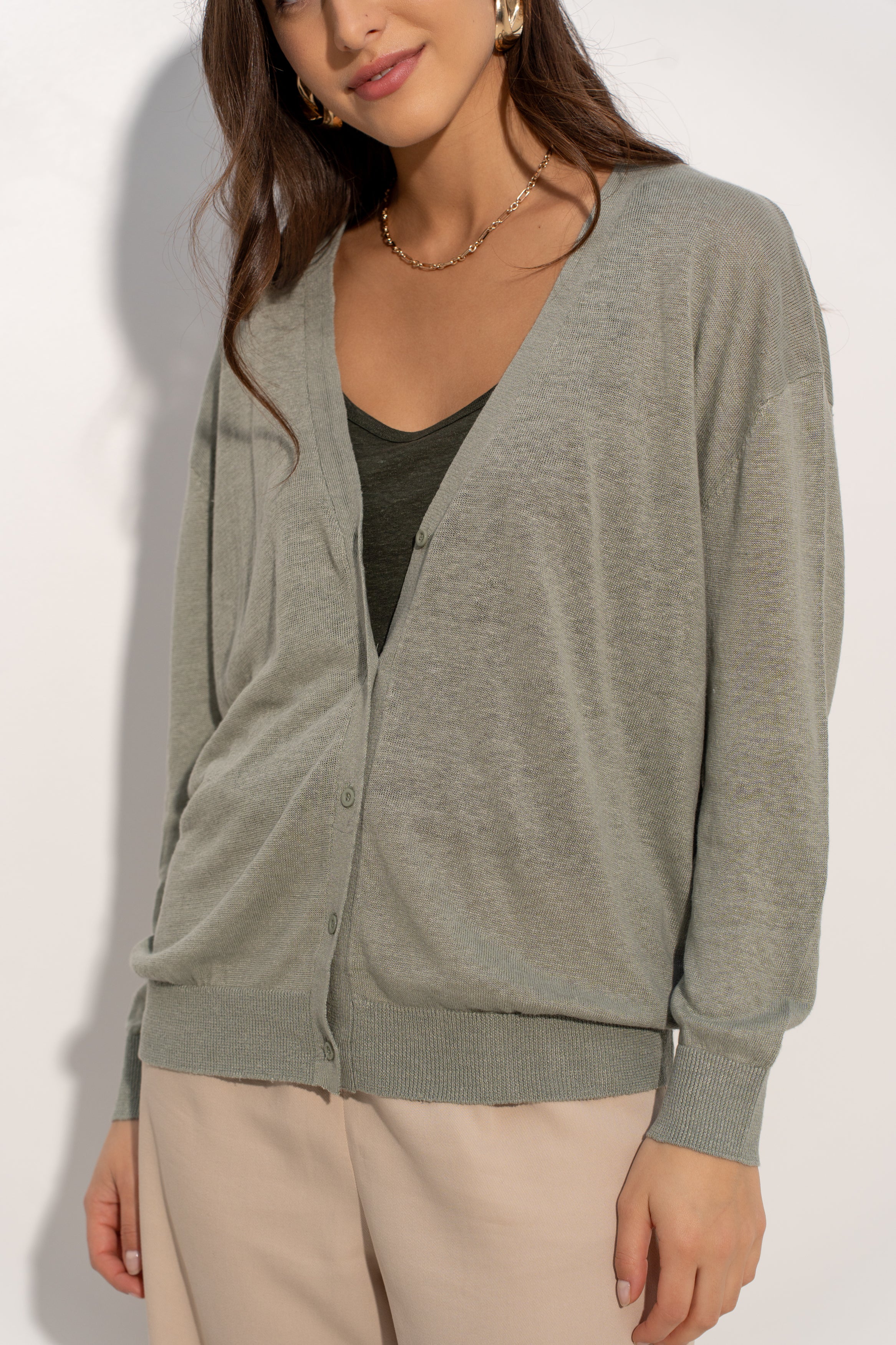 Gilet oversize en lin tricoté