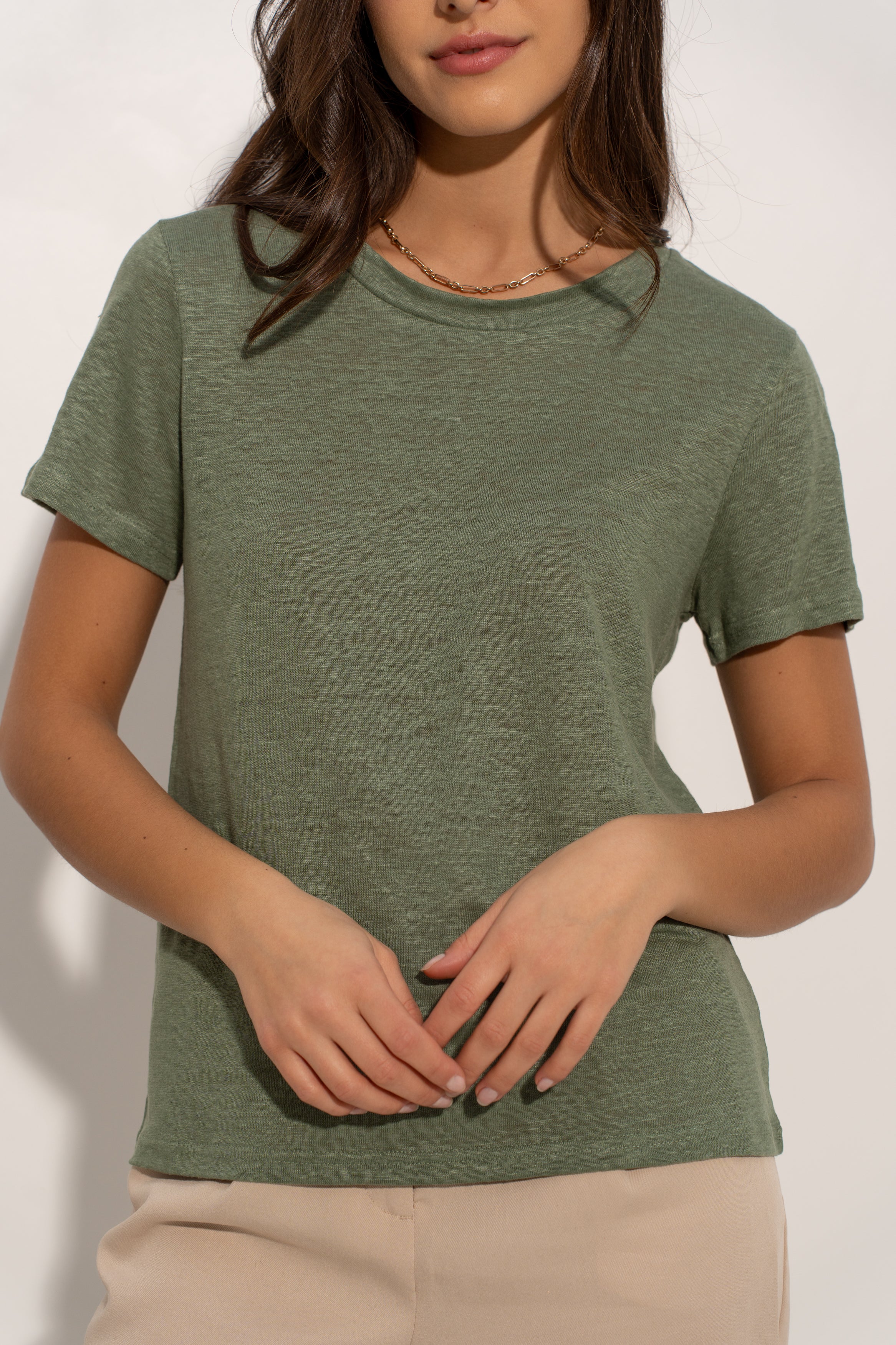 T-shirt col rond en lin