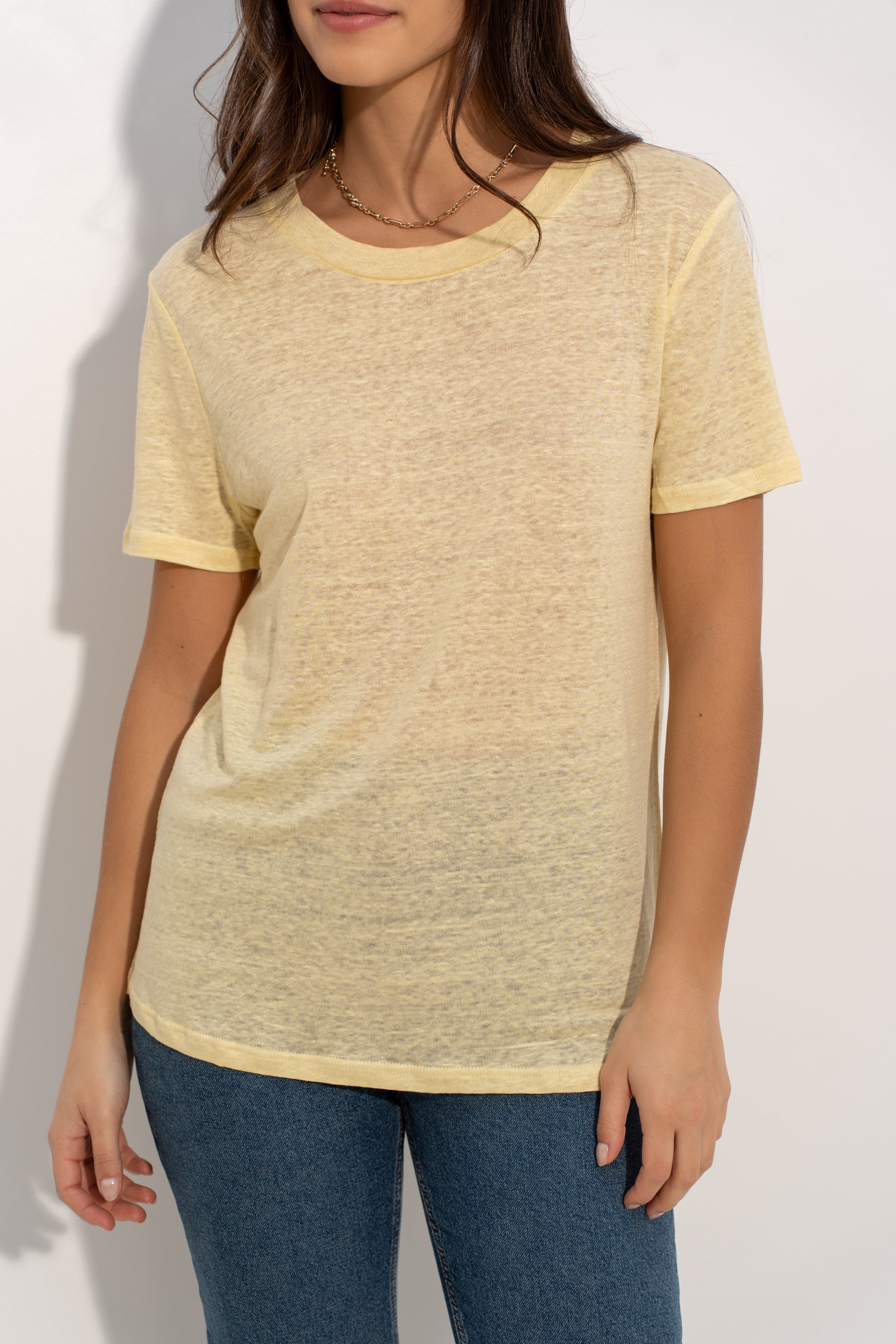T-shirt col rond en lin
