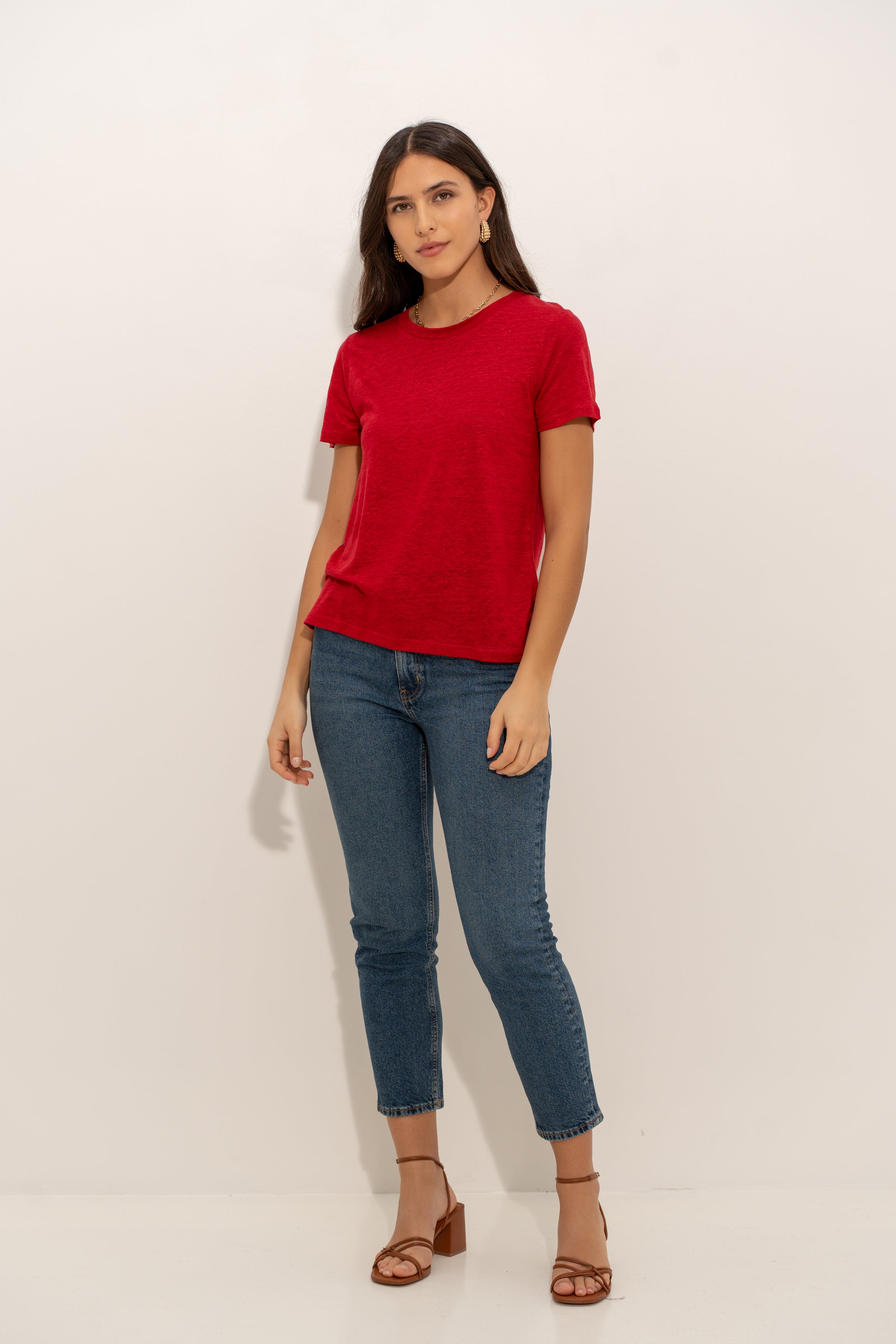 T-shirt col rond en lin