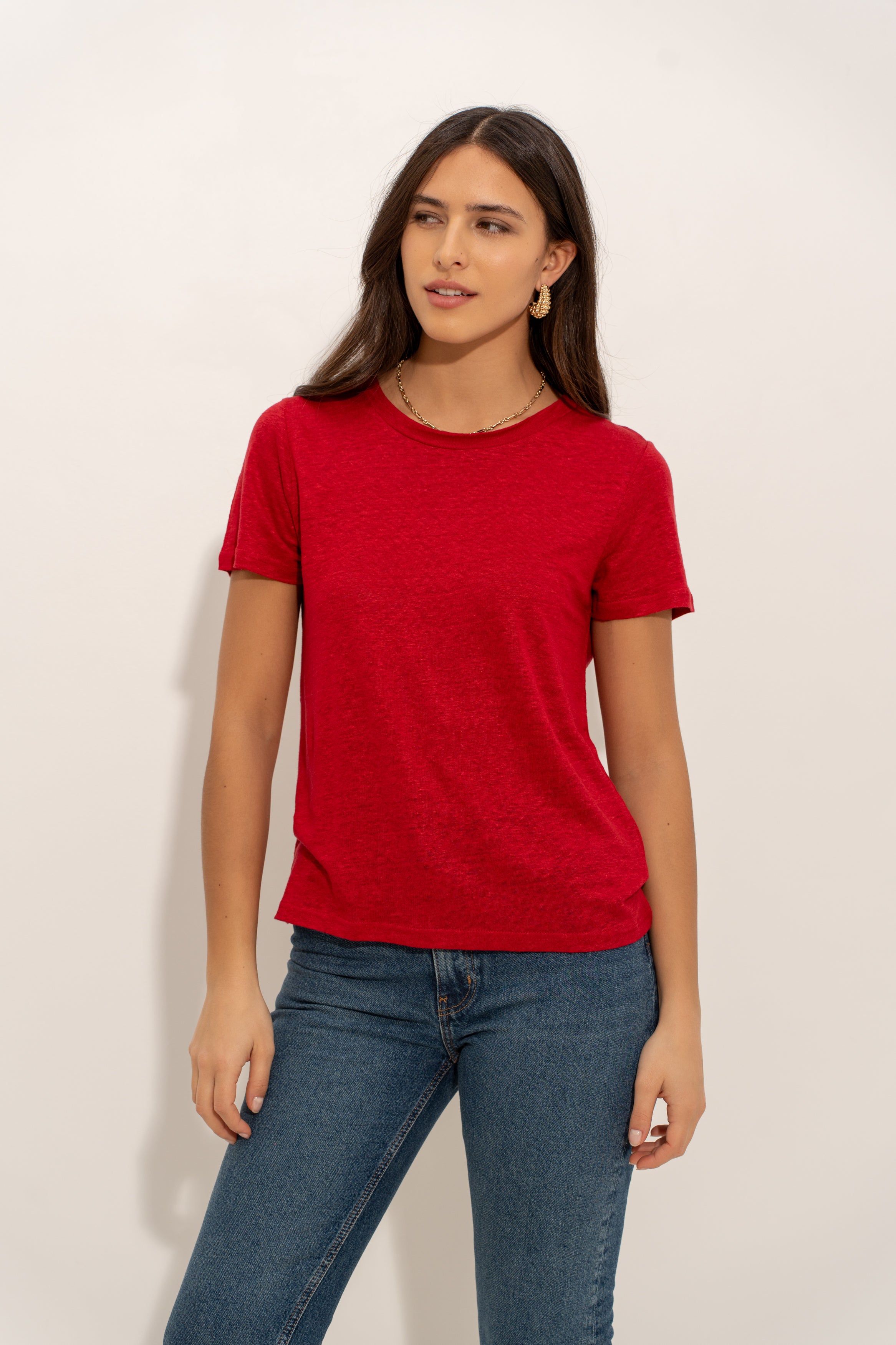 T-shirt col rond en lin