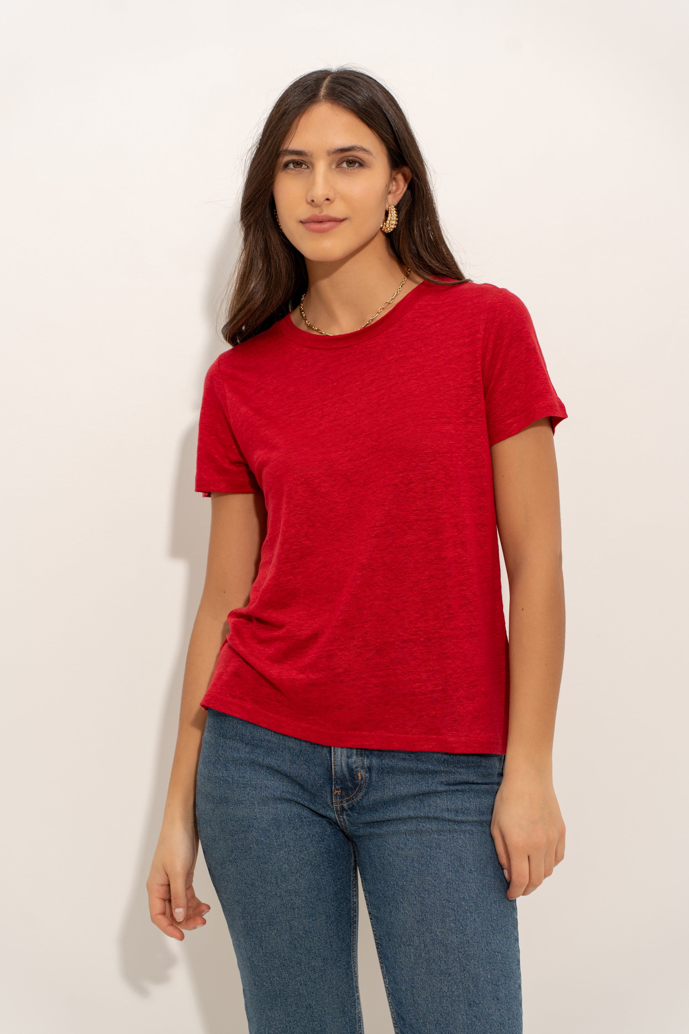 T-shirt col rond en lin