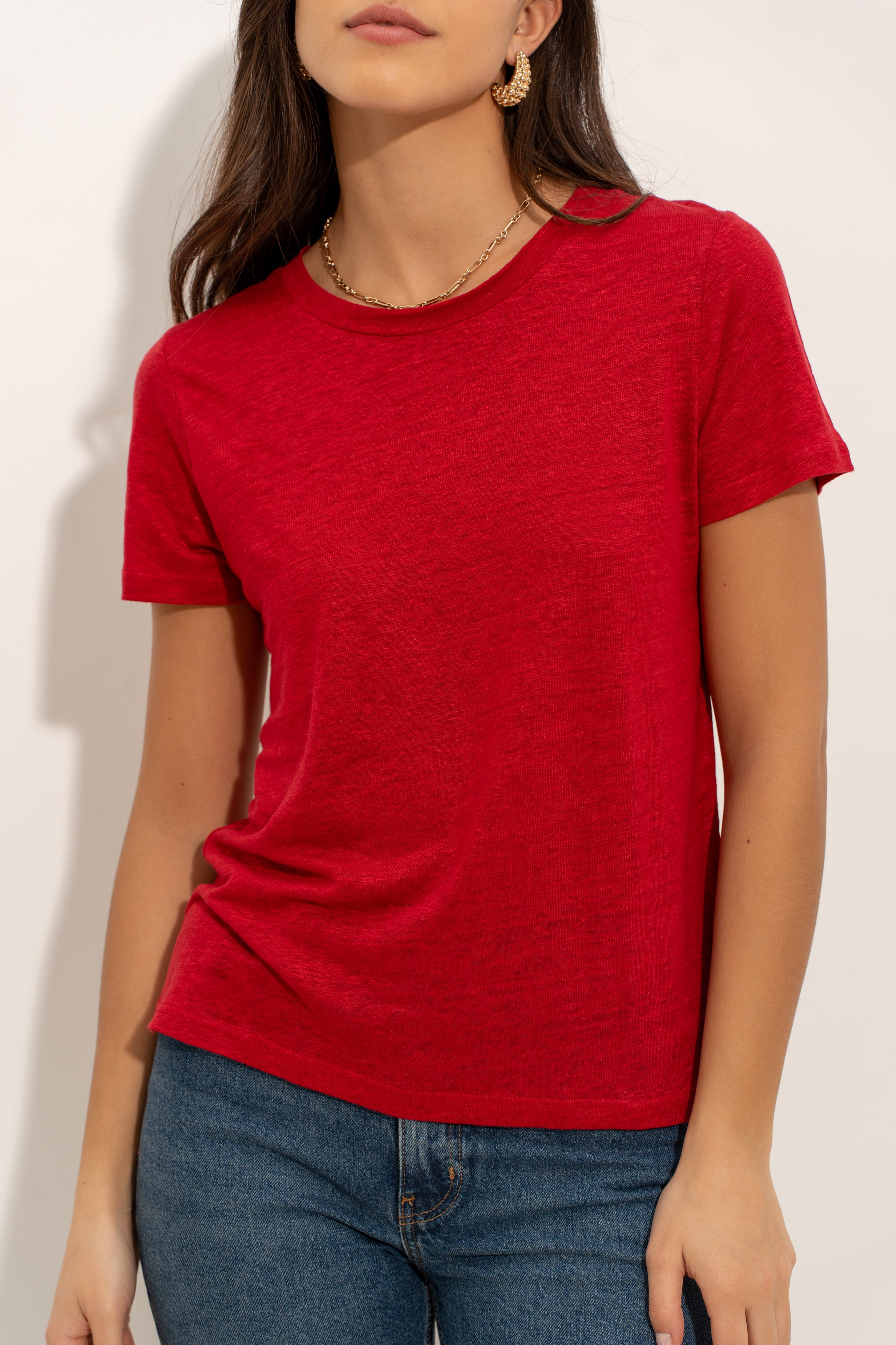T-shirt col rond en lin