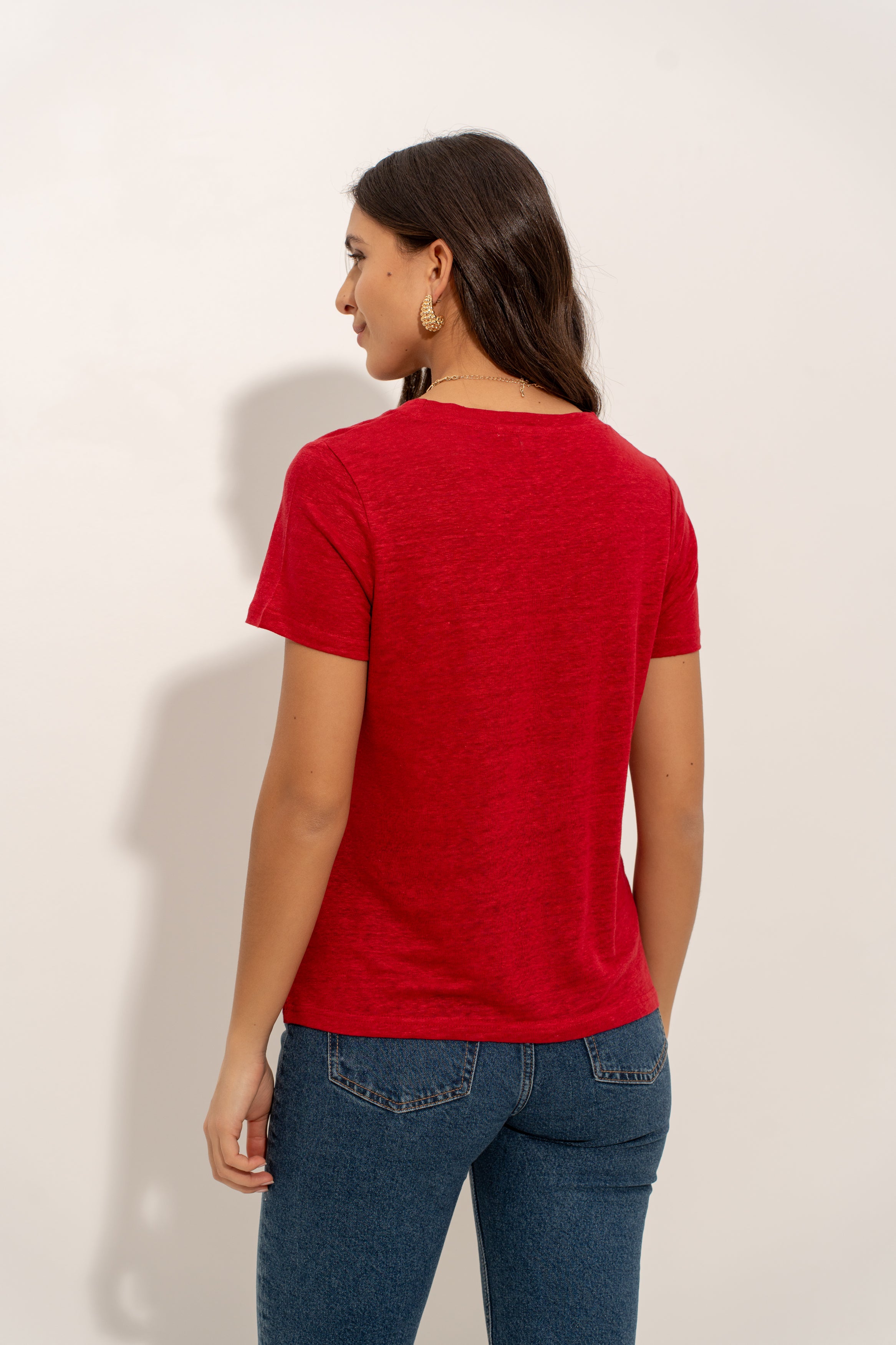 T-shirt col rond en lin