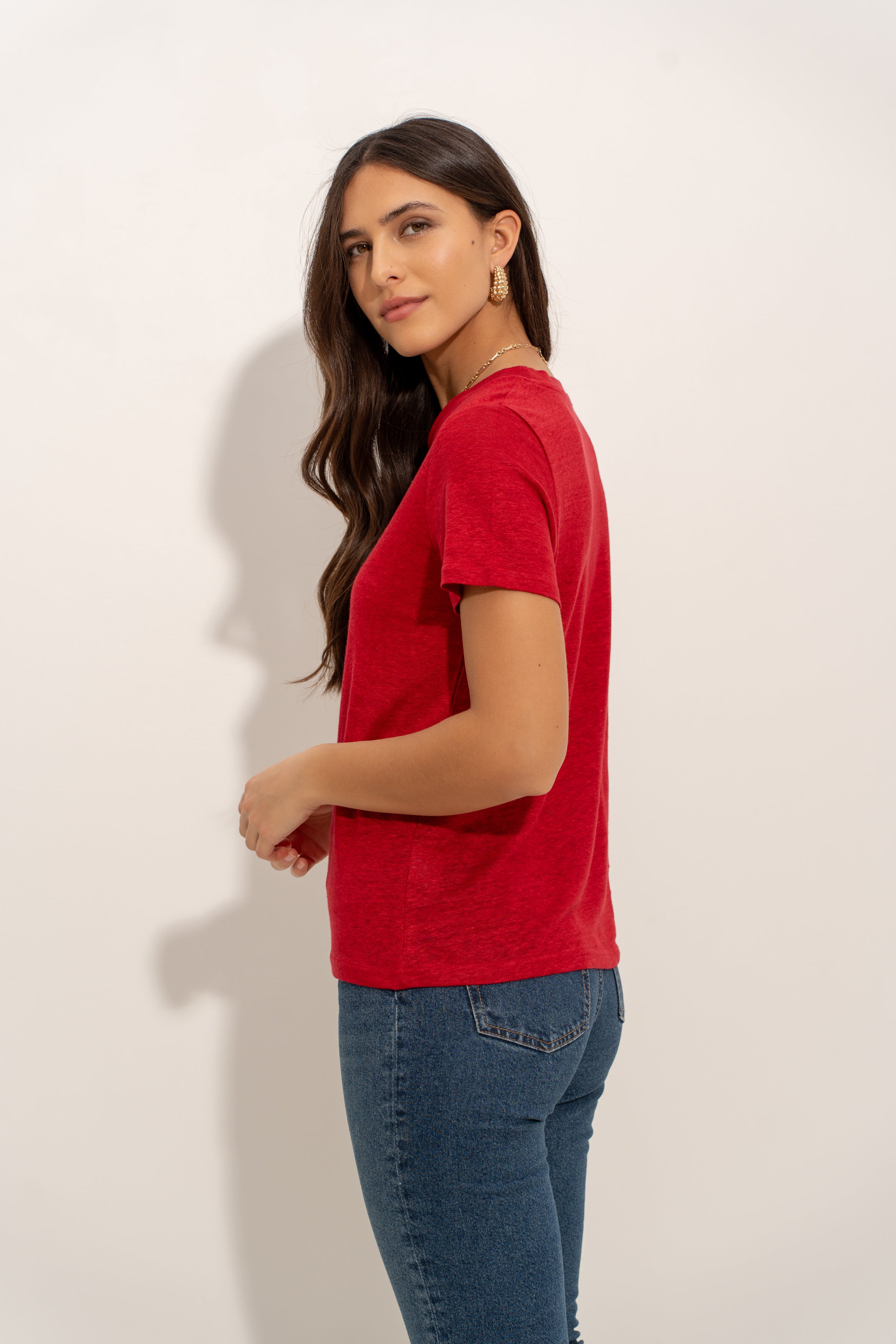 T-shirt col rond en lin