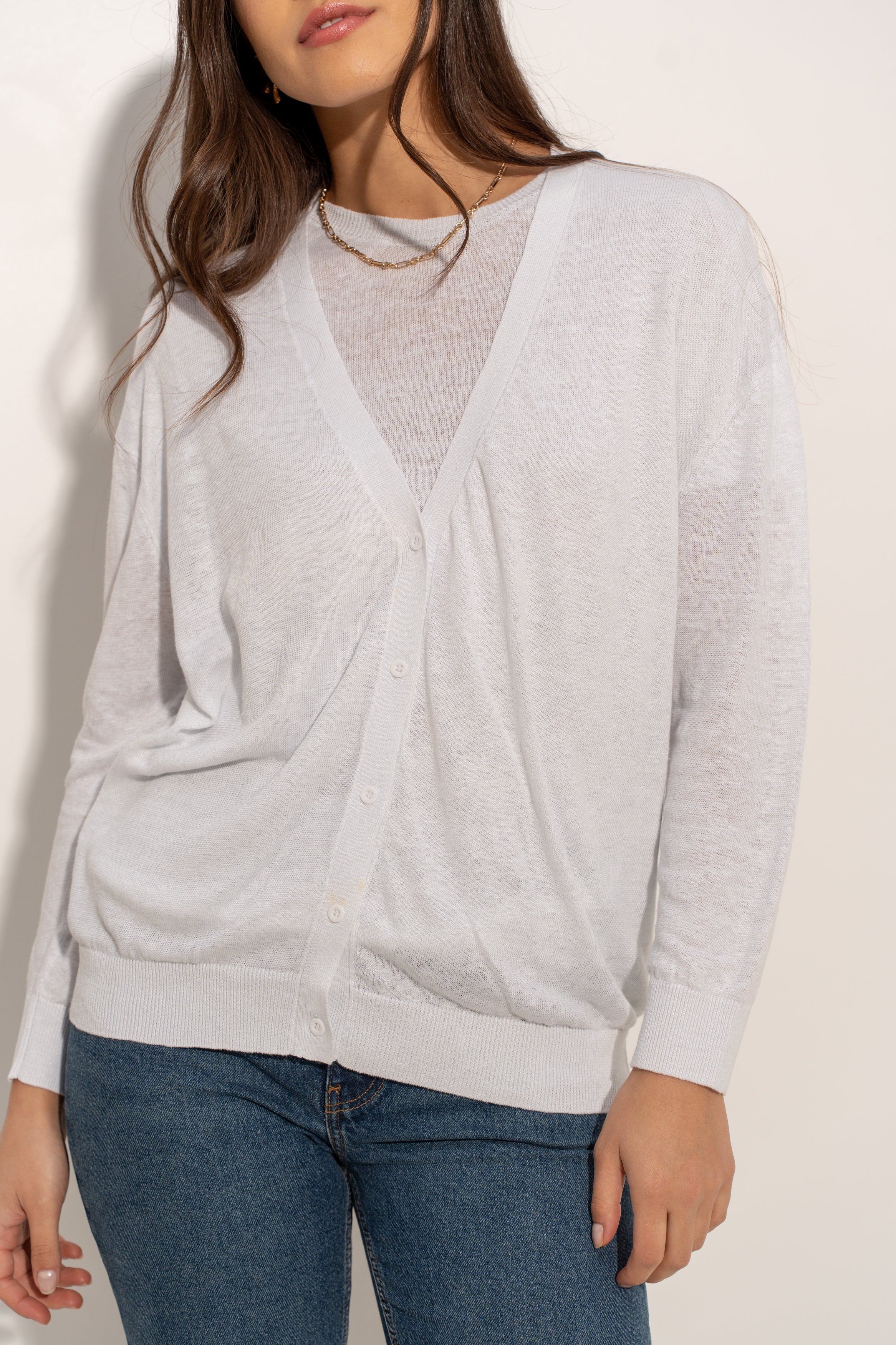 Gilet oversize en lin tricoté