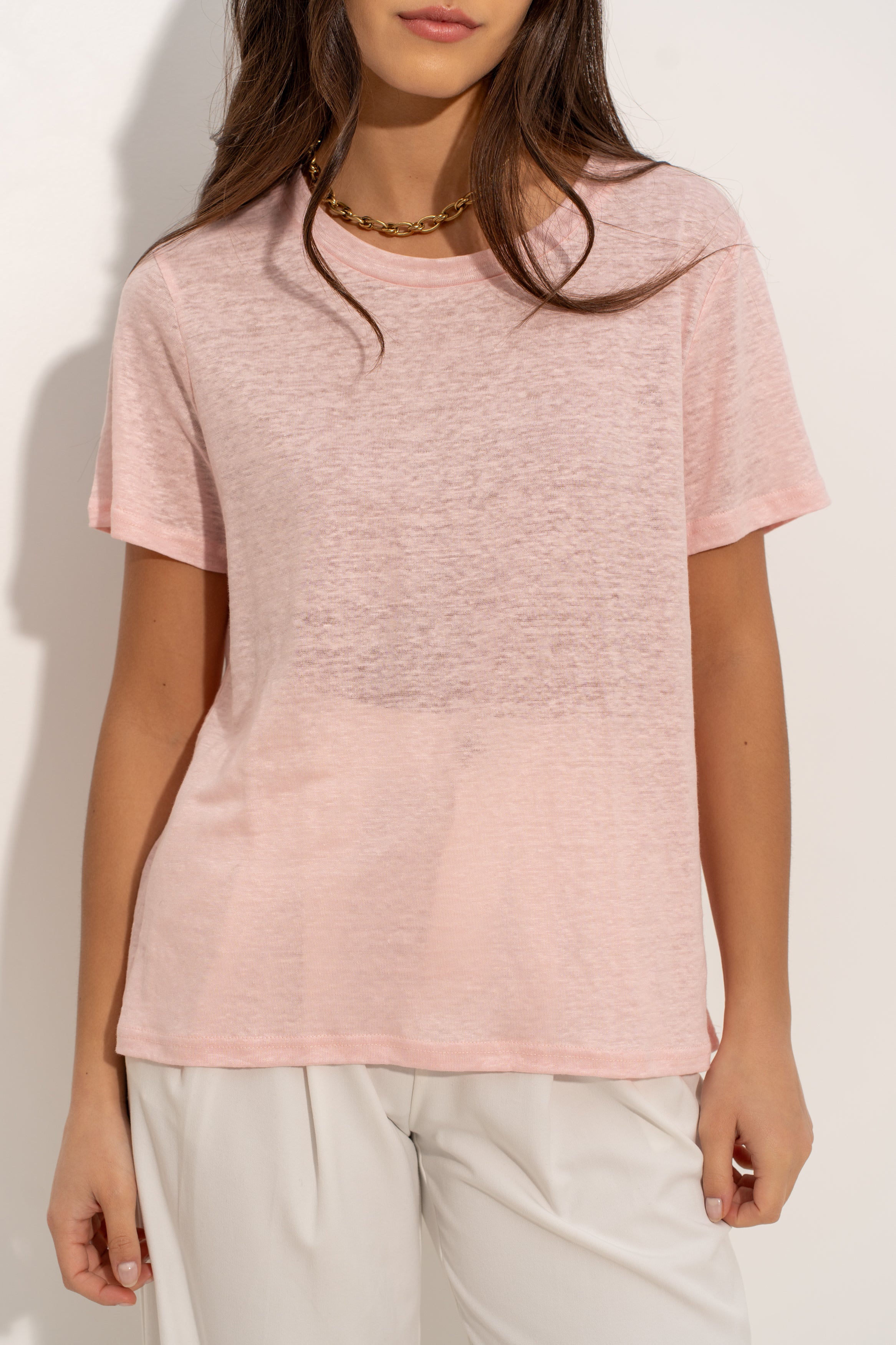 T-shirt col rond en lin
