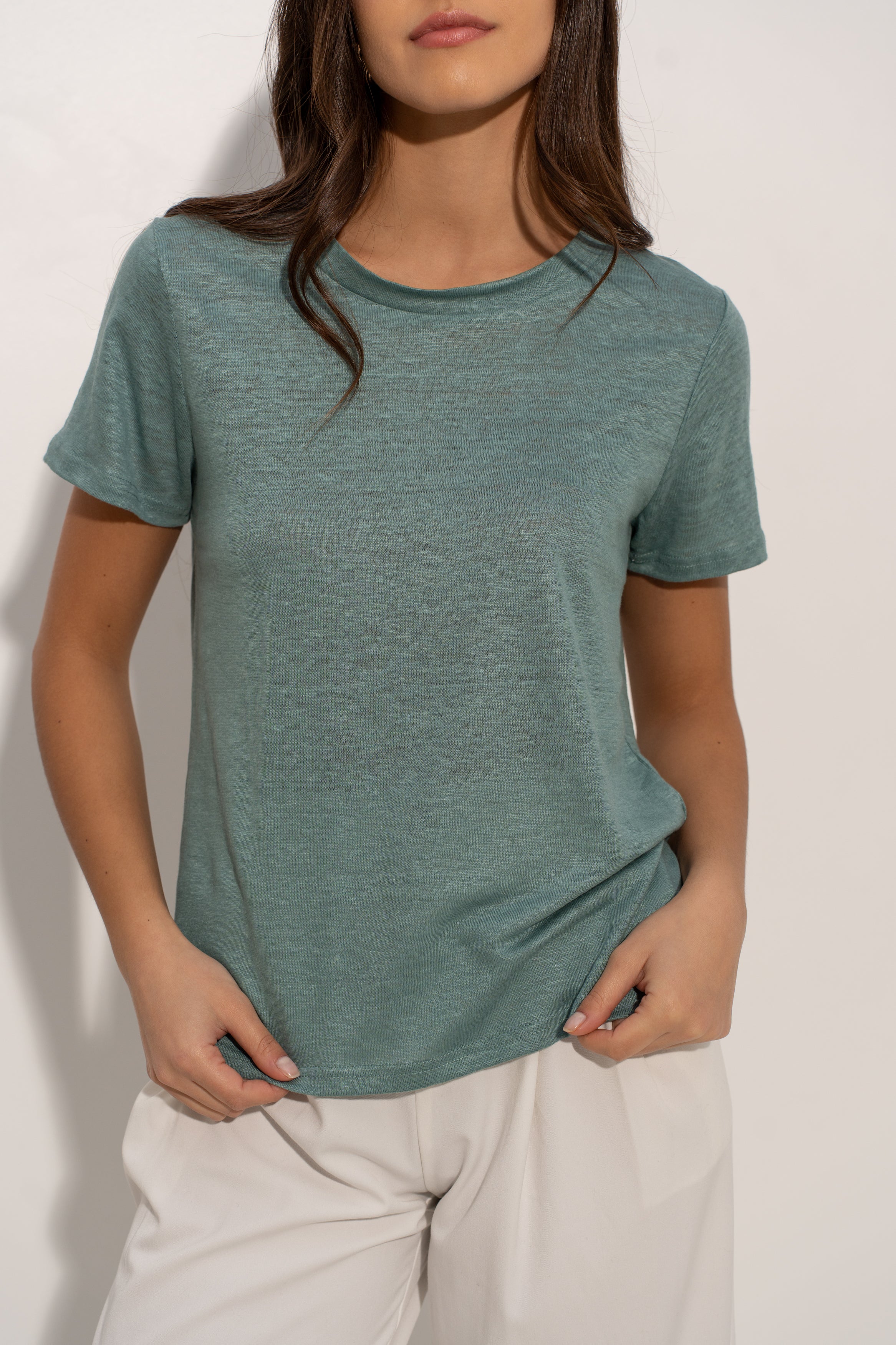 T-shirt col rond en lin