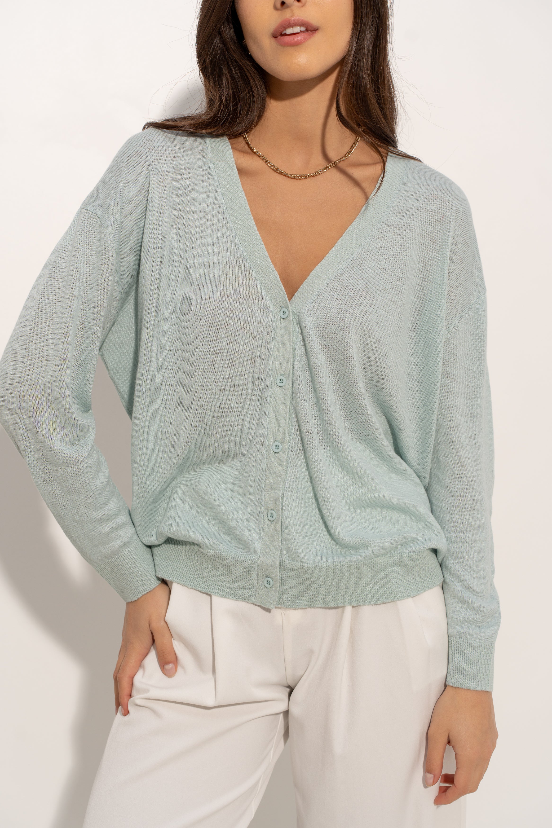 Gilet oversize en lin tricoté
