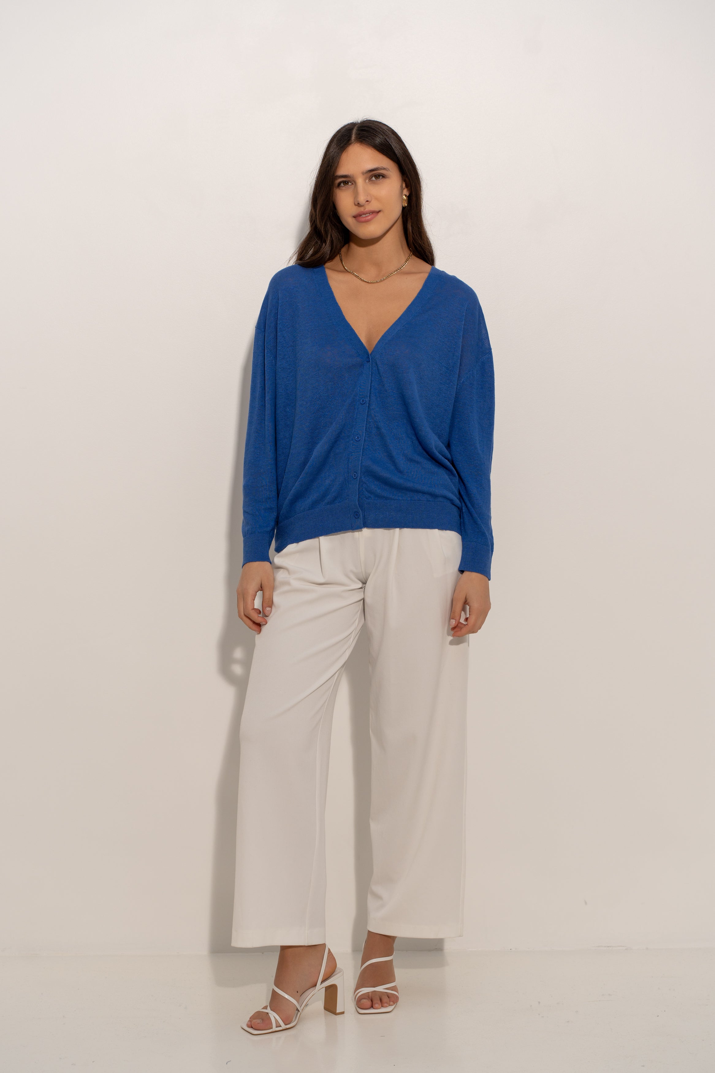 Gilet oversize en lin tricoté