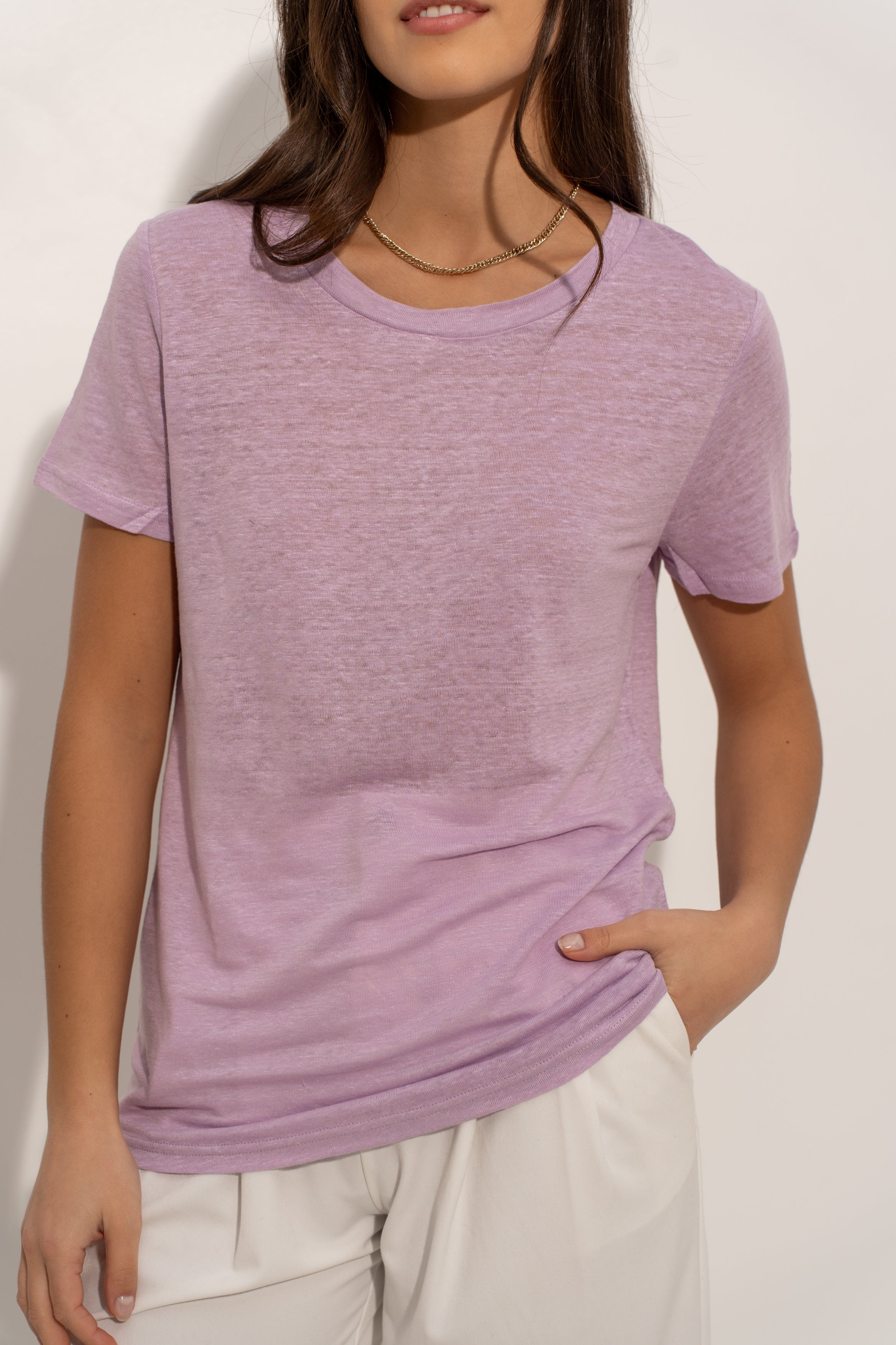 T-shirt col rond en lin