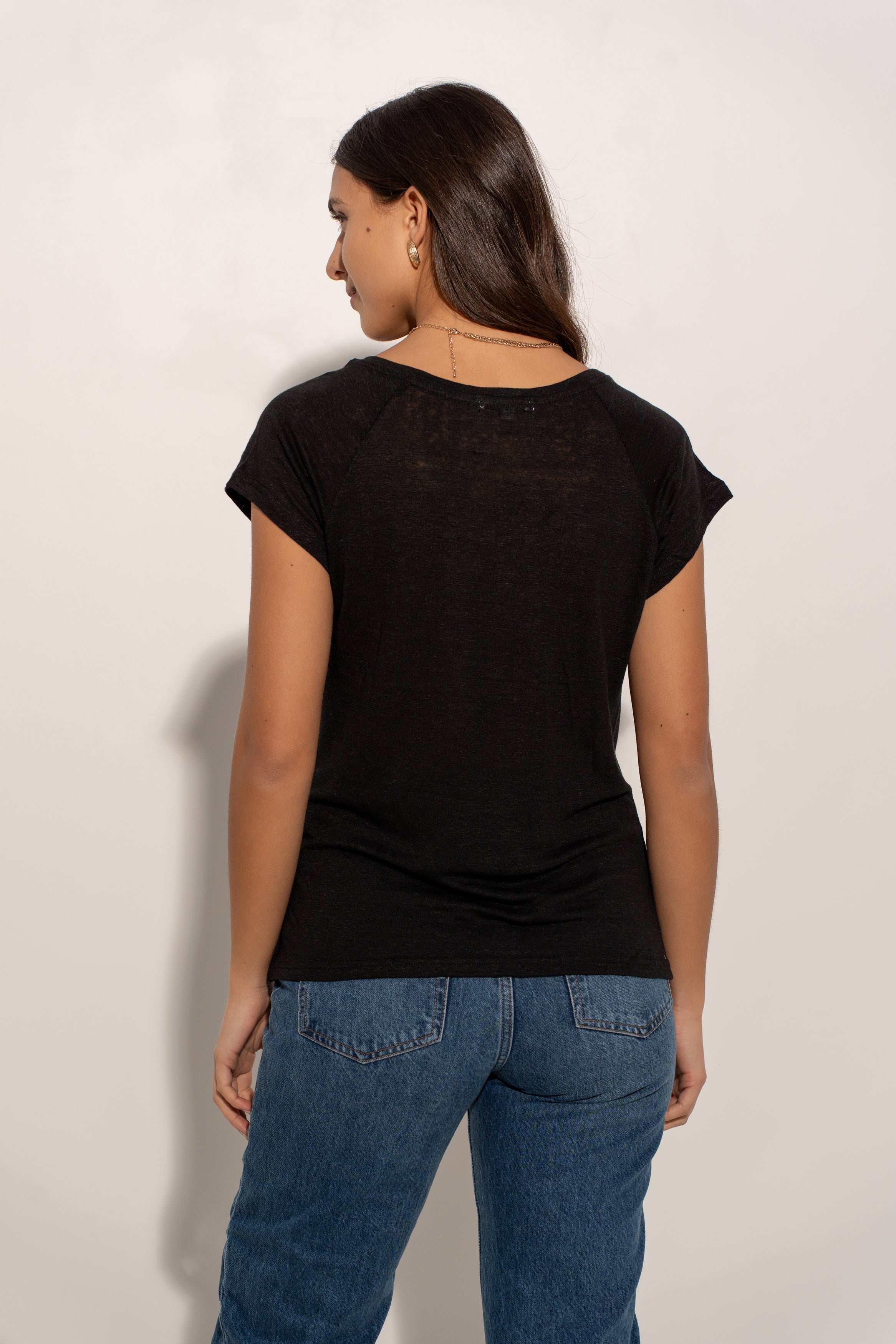 T-shirt V lin impression papillons