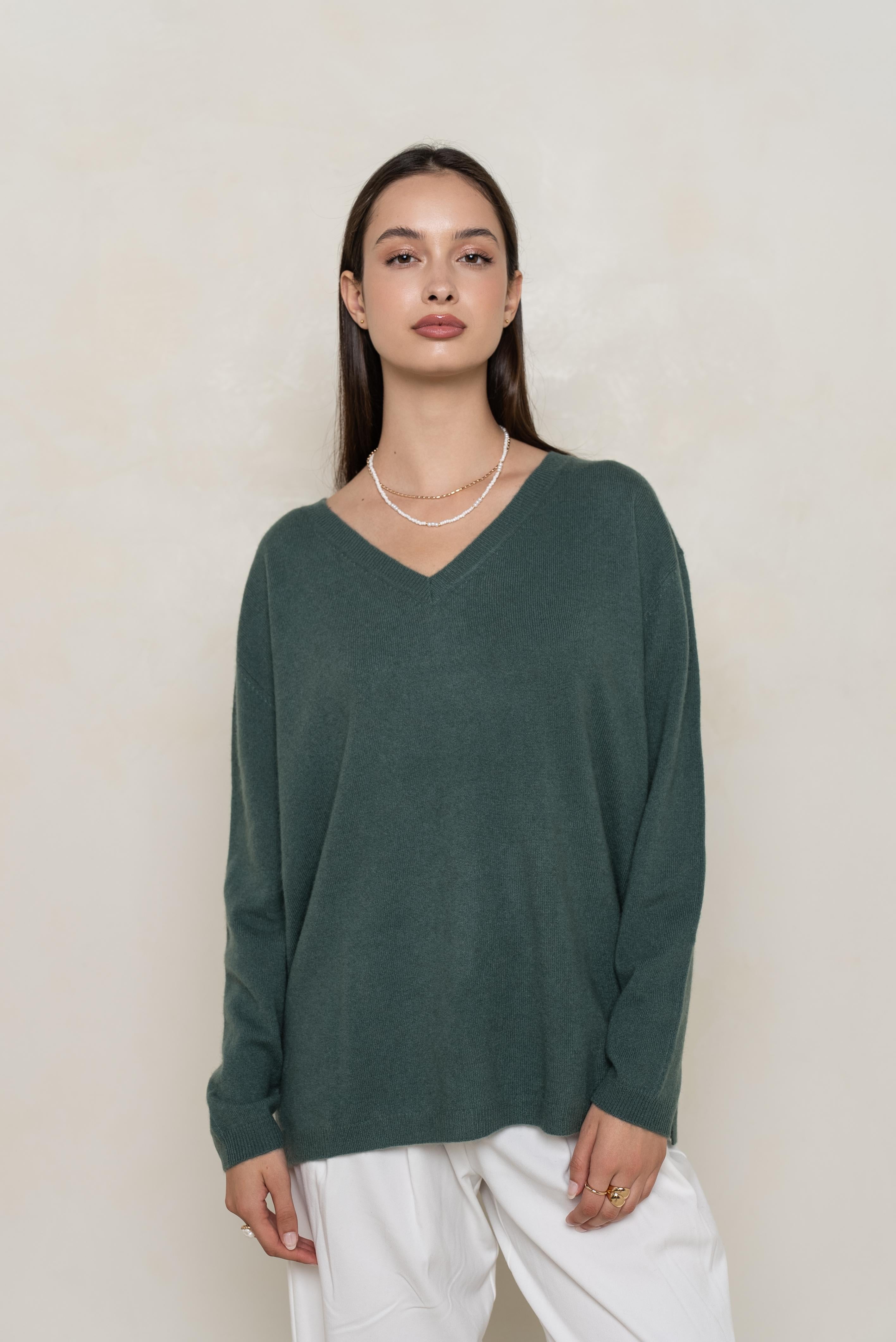 Pull V oversize en cachemire