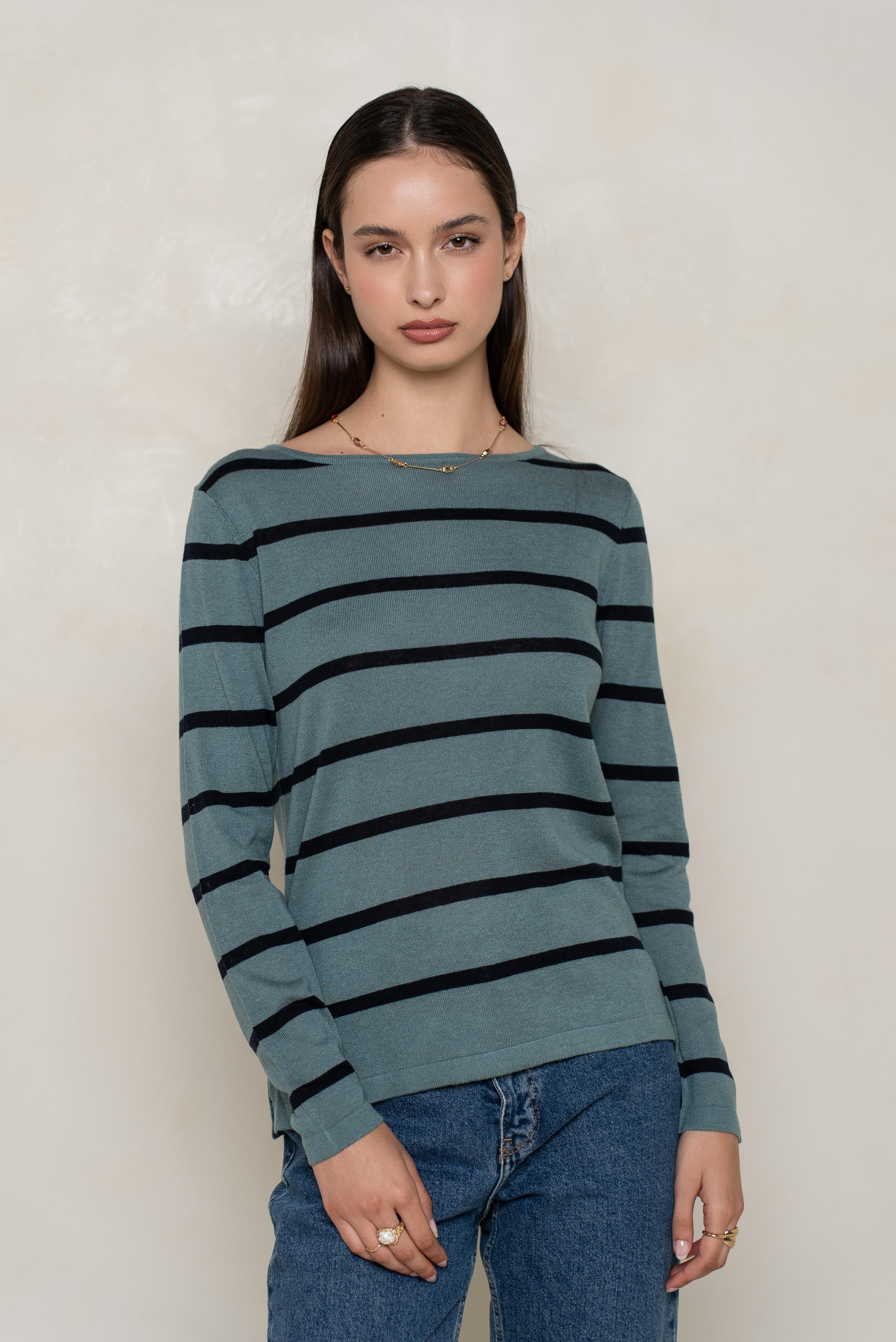 Pull marinière en soie et cachemire