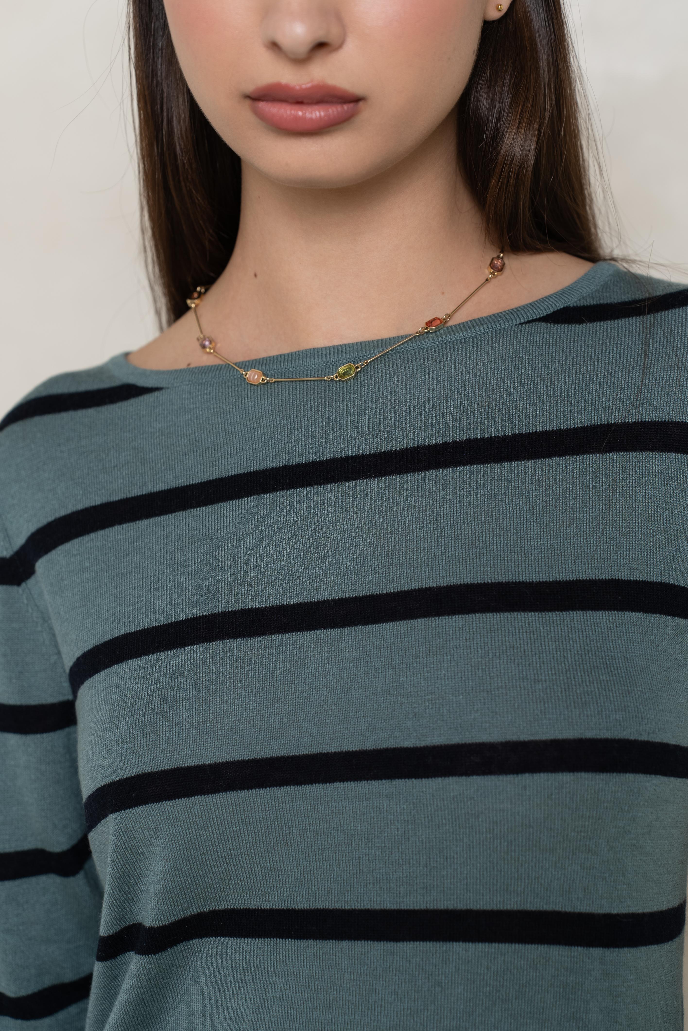 Pull marinière en soie et cachemire