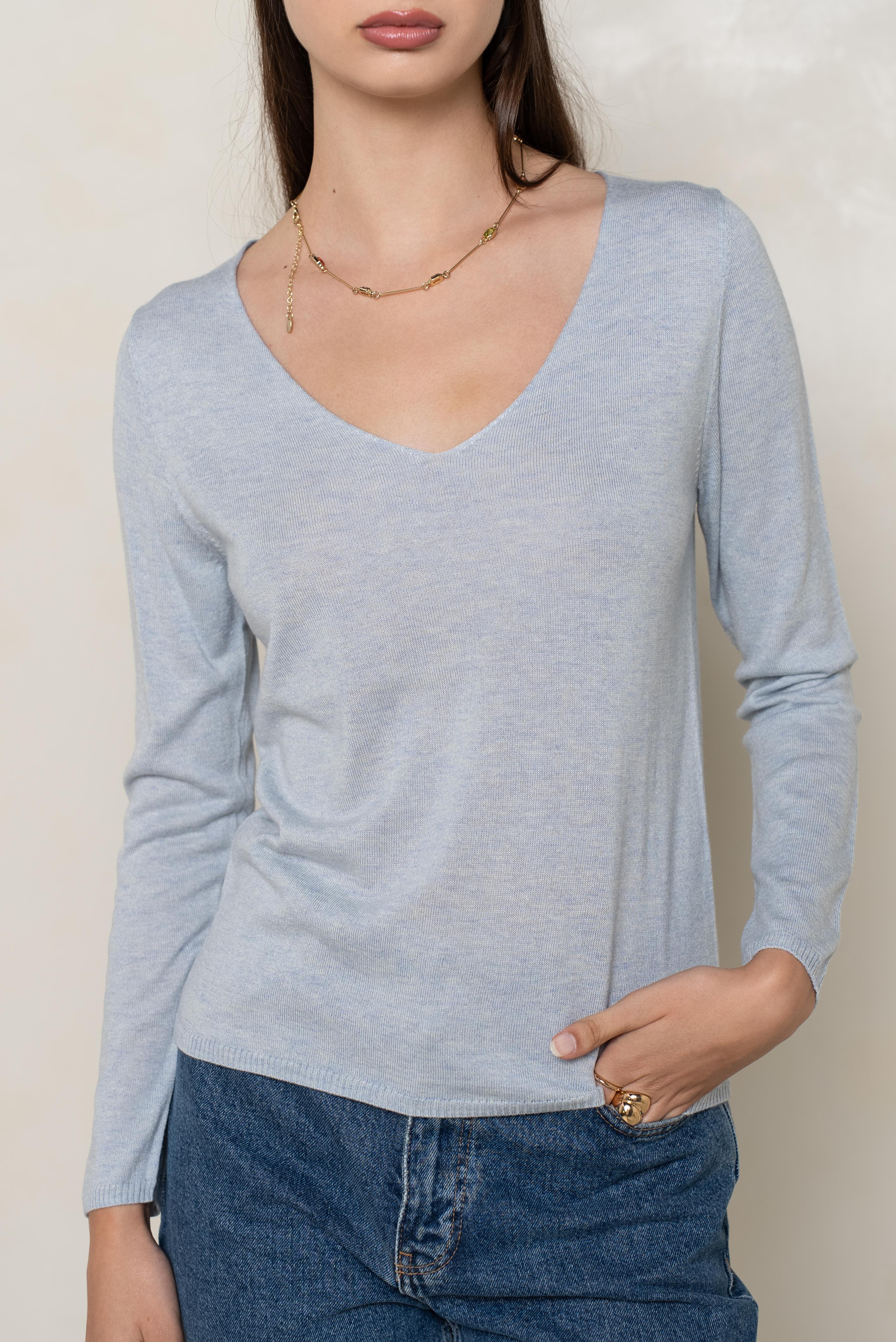 Pull col V en soie cachemire