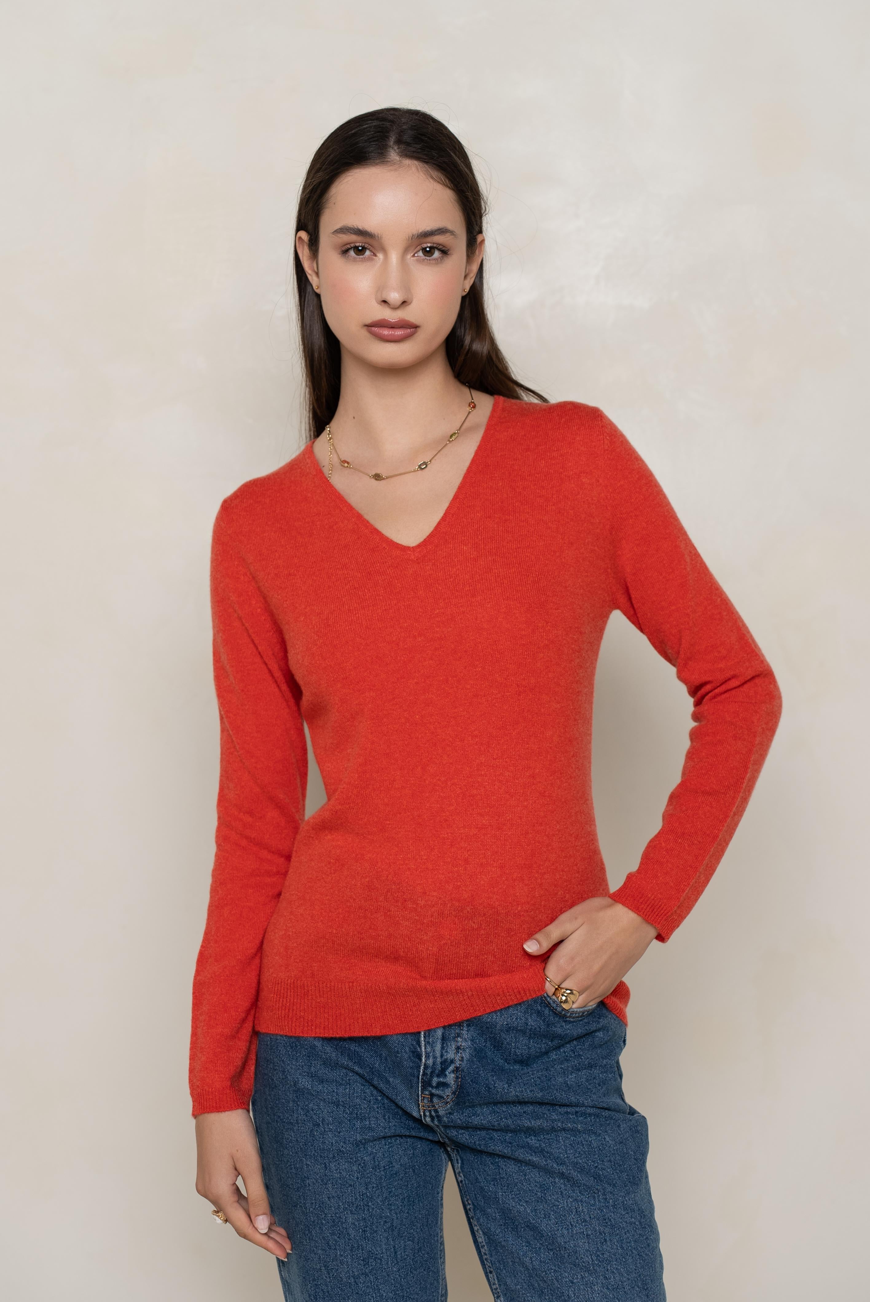 Pull col V en cachemire