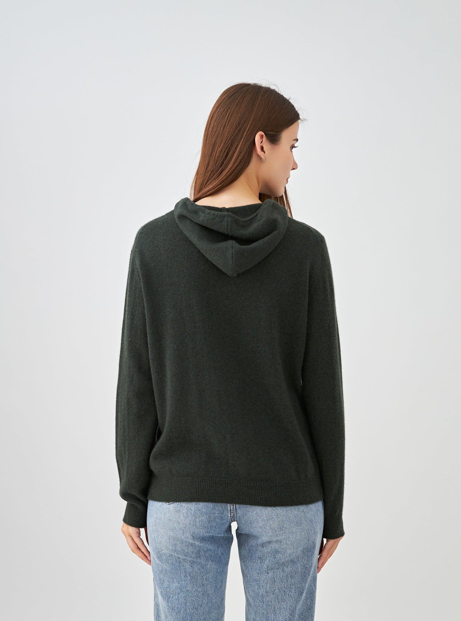 Gilet zippé à capuche en cachemire