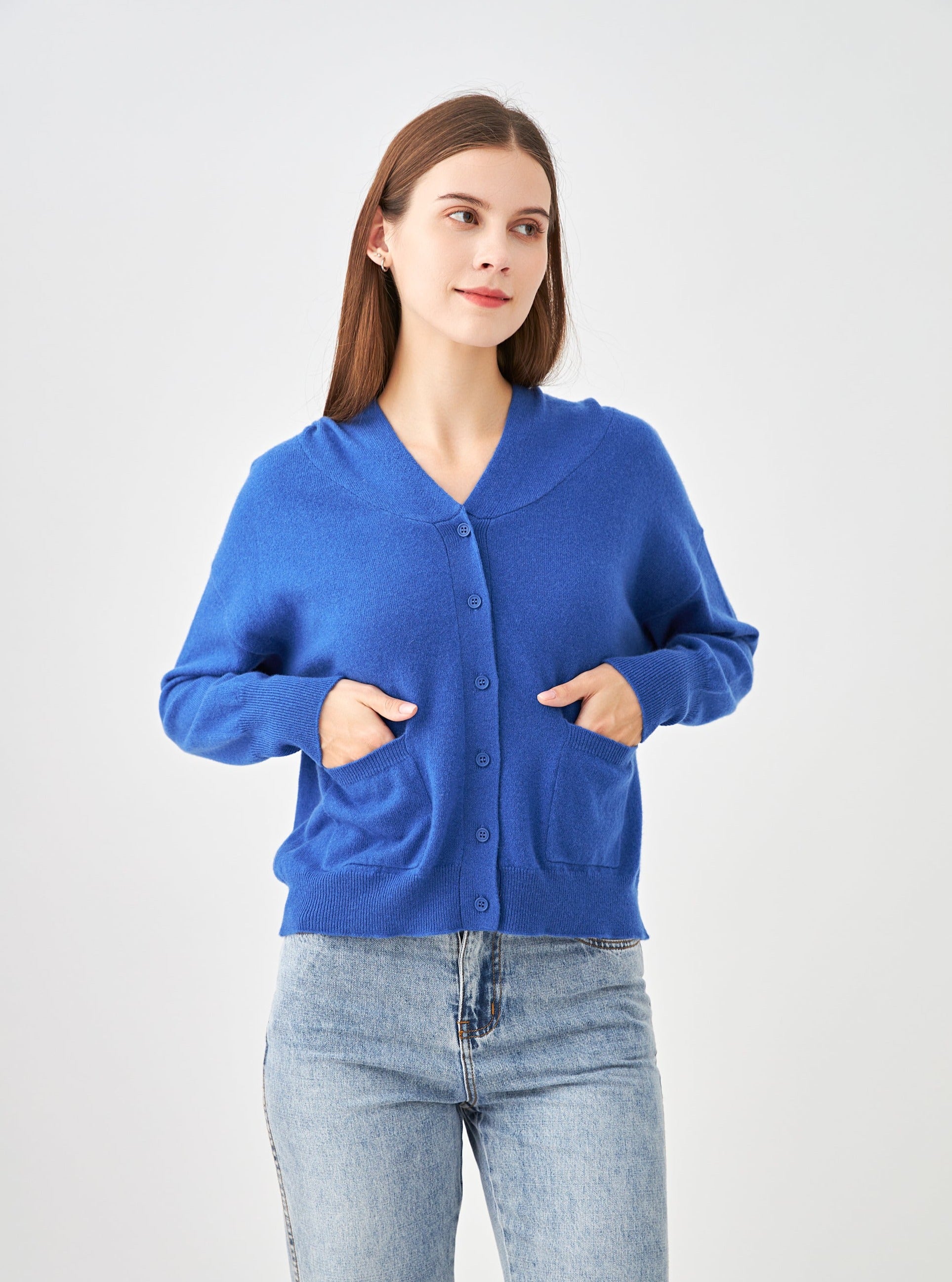 Gilet capuche avec poches en cachemire