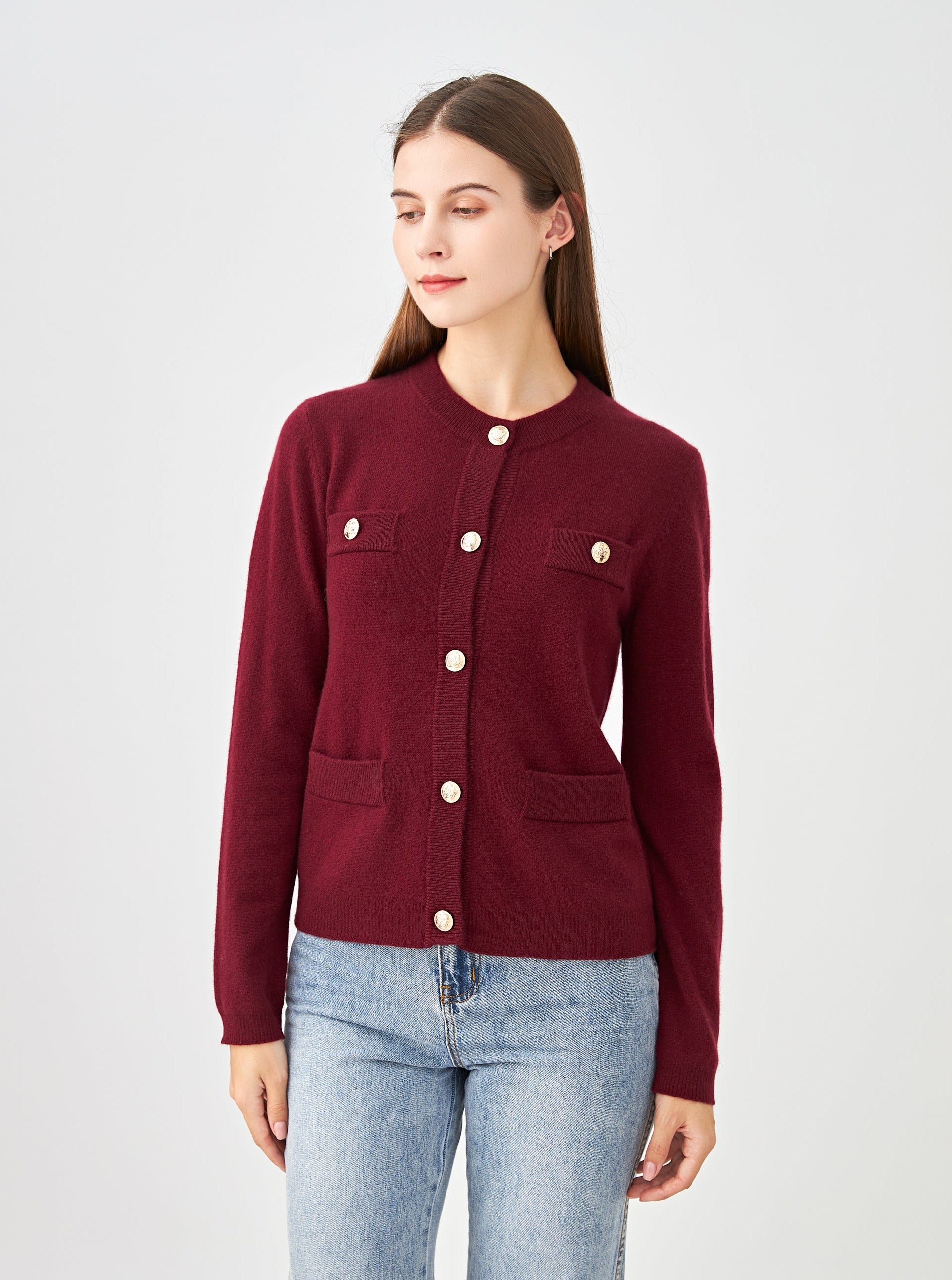 Cardigan boutons dorés en cachemire