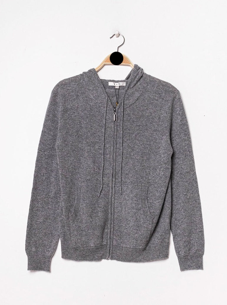 Gilet zippé à capuche en cachemire