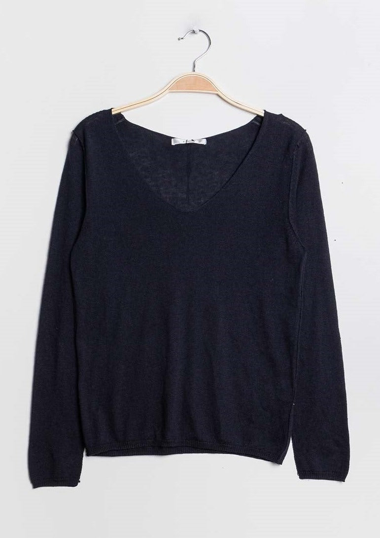 Pull col V en soie cachemire