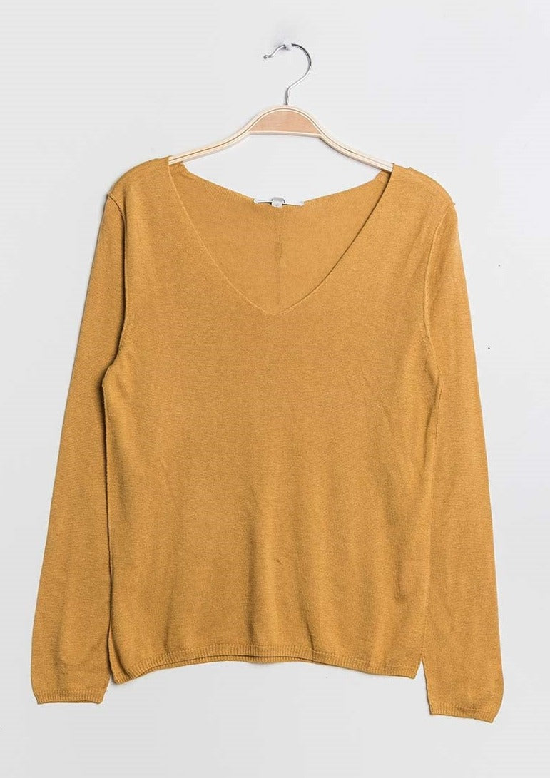 Pull col V en soie cachemire