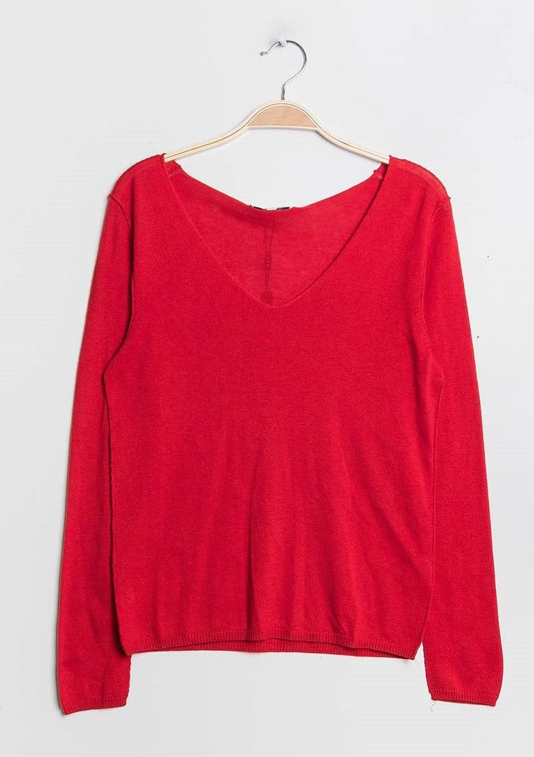 Pull col V en soie cachemire