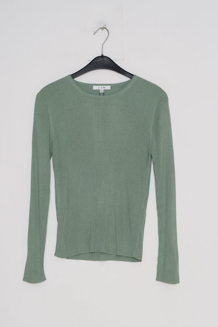 Pull col rond côtelé en soie