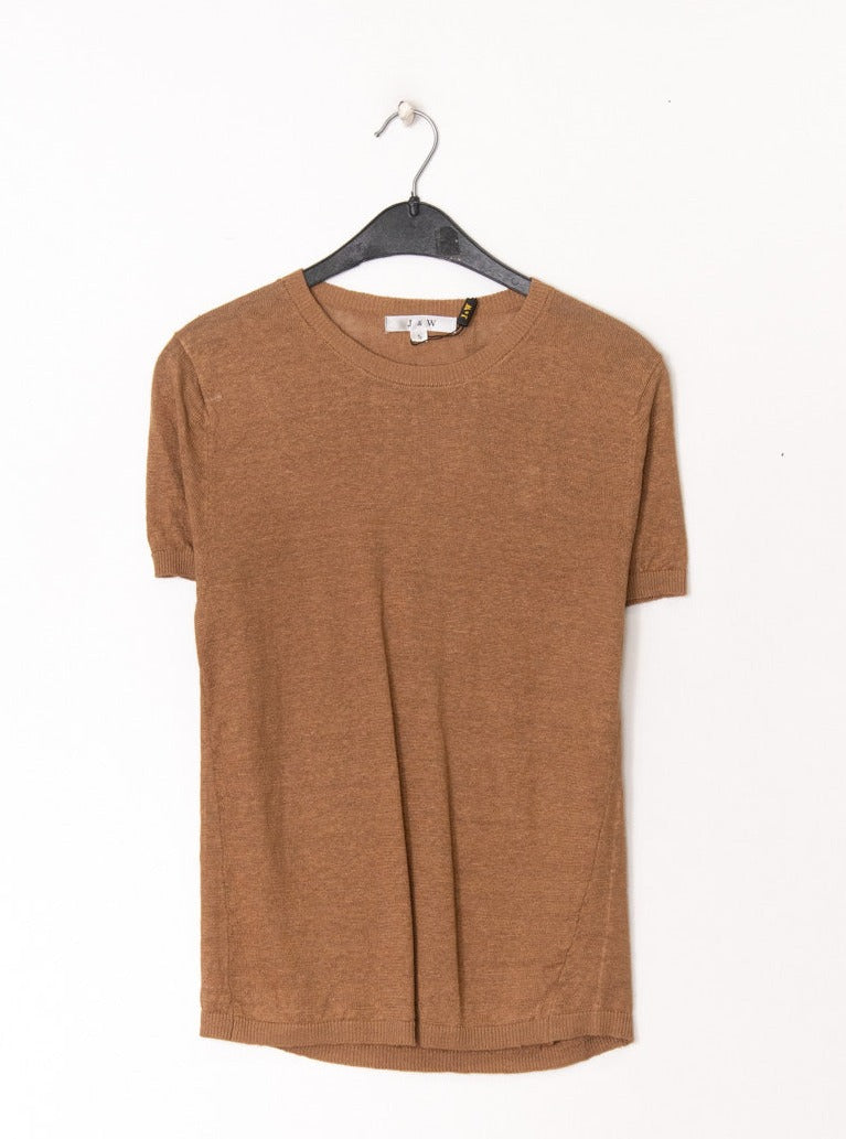 T-shirt col rond en lin tricoté