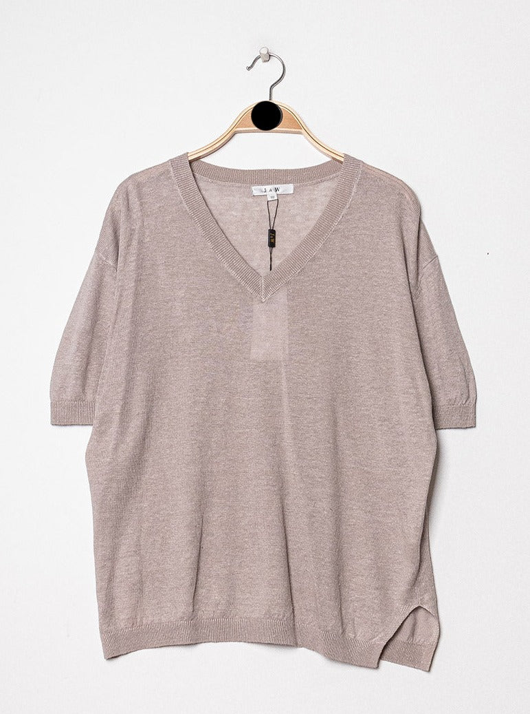 T-shirt V oversize en lin