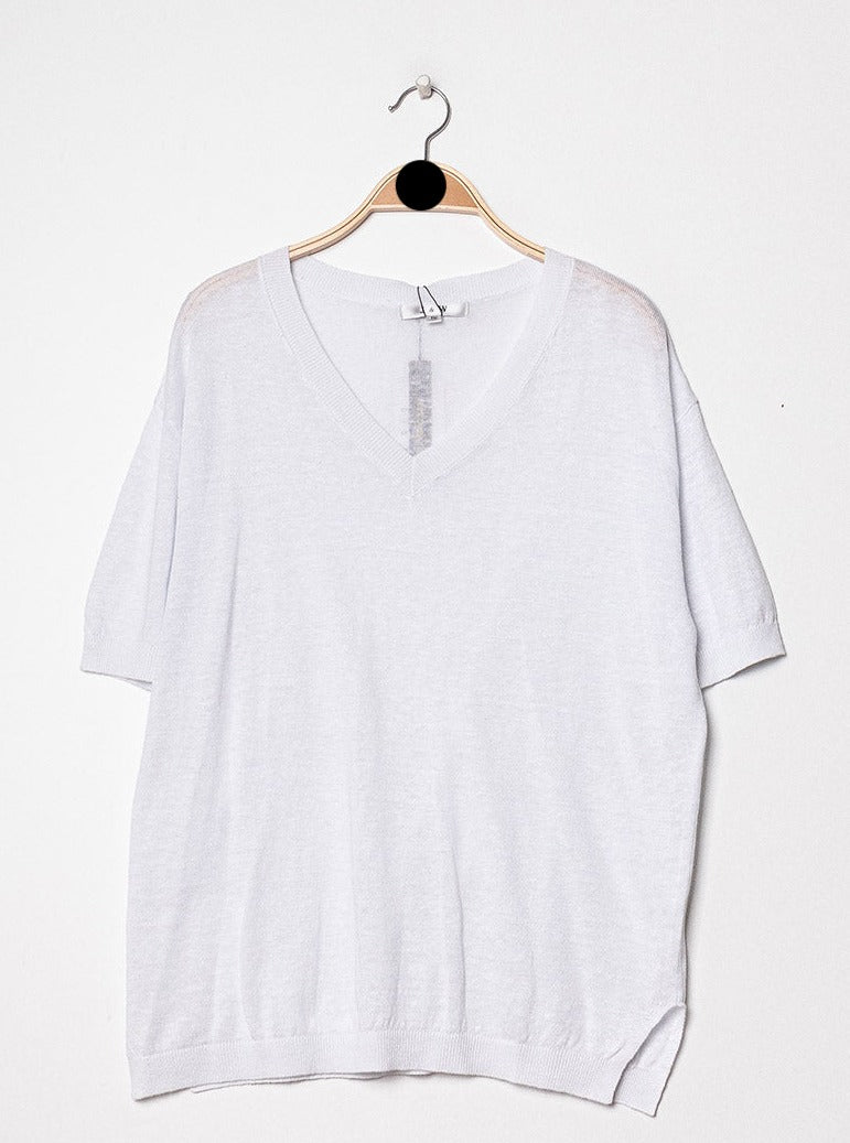 T-shirt V oversize en lin