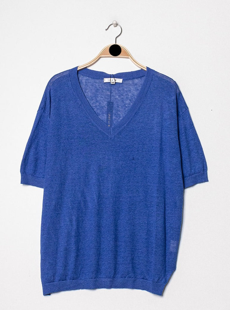 T-shirt V oversize en lin