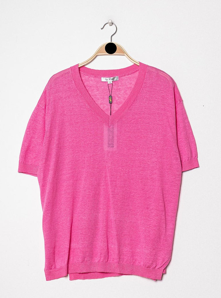 T-shirt V oversize en lin