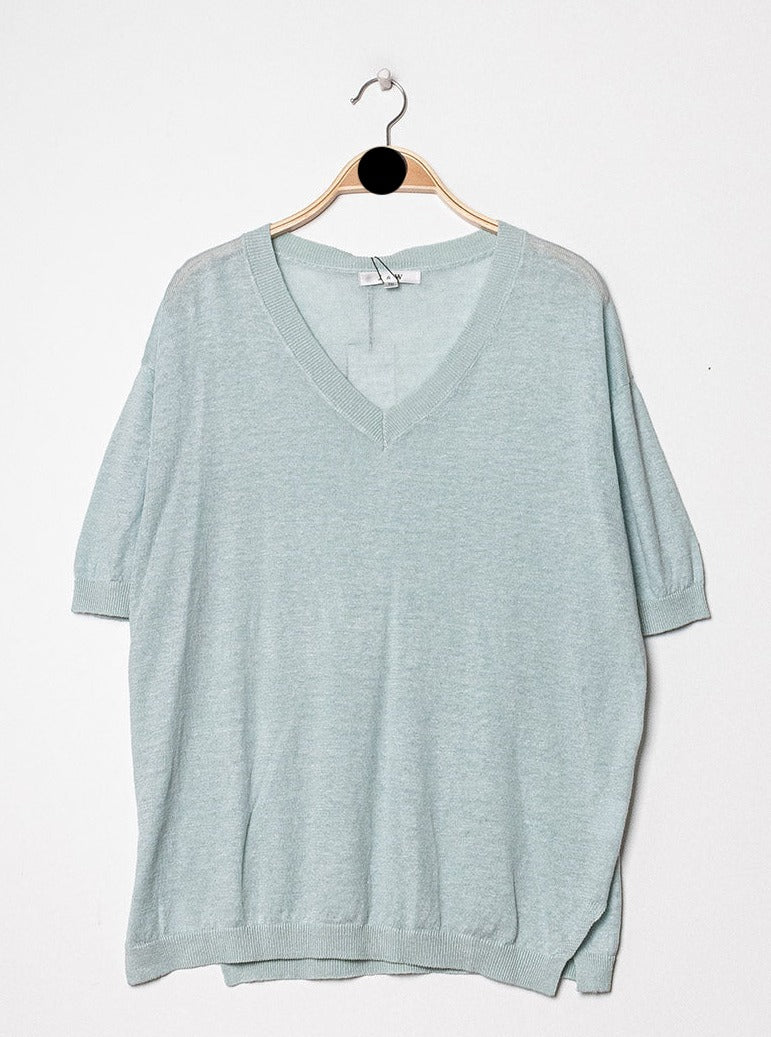 T-shirt V oversize en lin