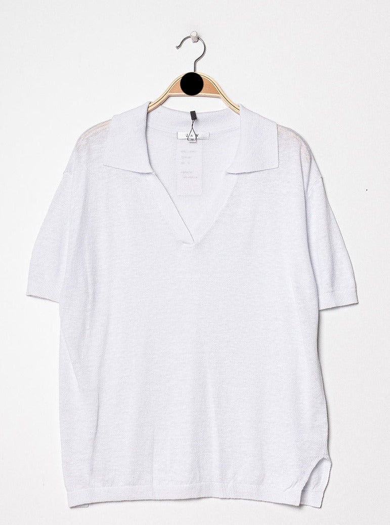 T-shirt polo oversize en lin tricoté