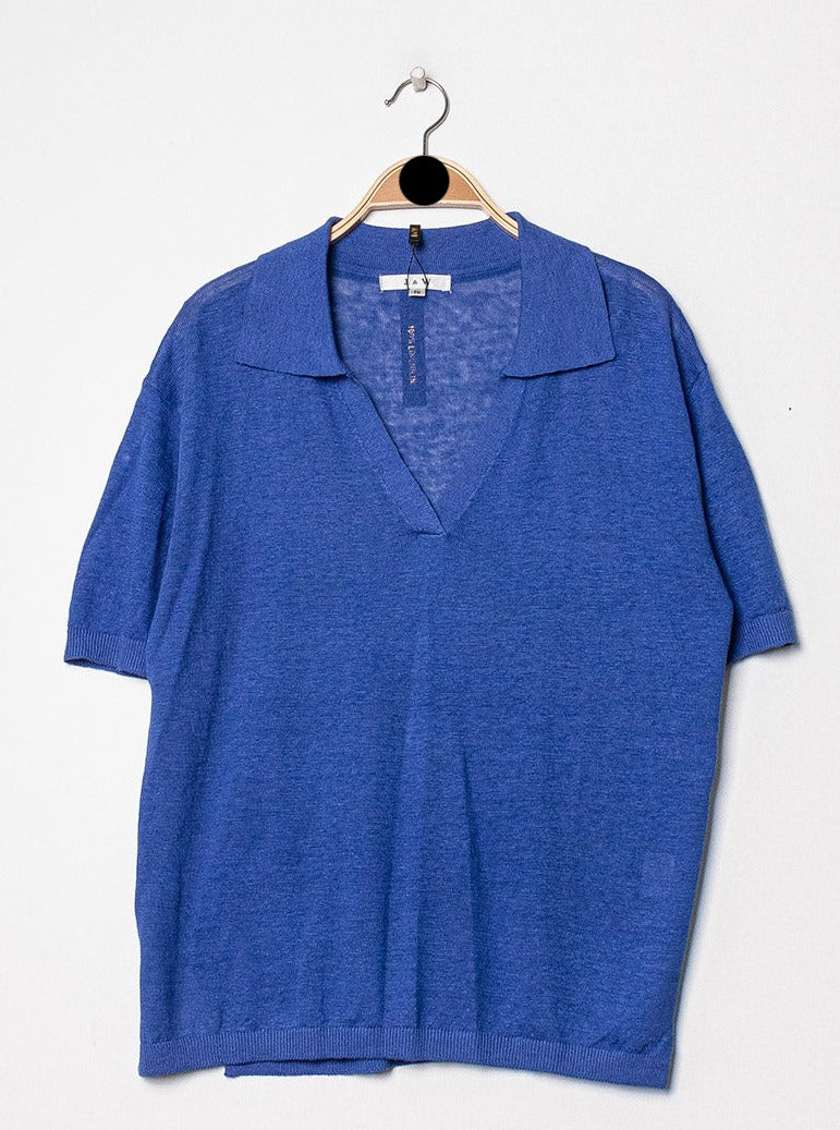 T-shirt polo oversize en lin tricoté