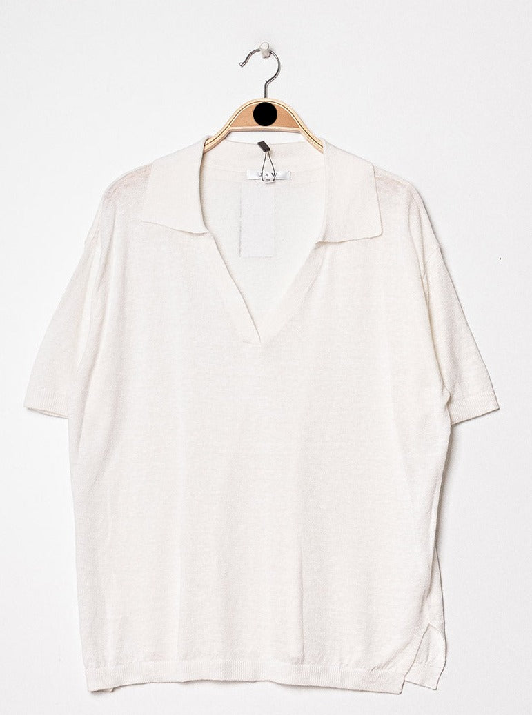 T-shirt polo oversize en lin tricoté