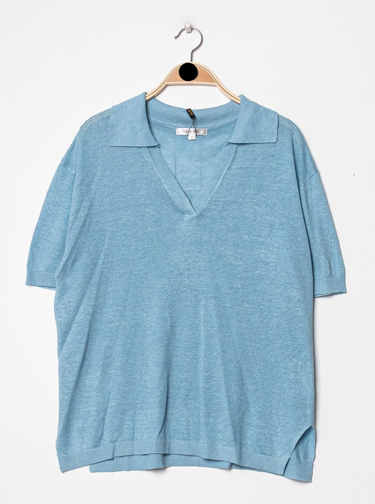 T-shirt polo oversize en lin tricoté