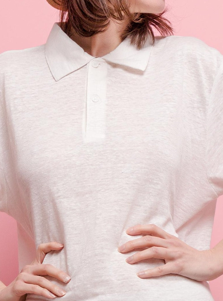 T-shirt polo oversize en lin