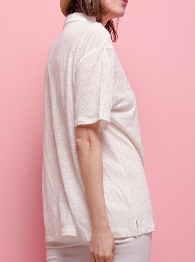 T-shirt polo oversize en lin